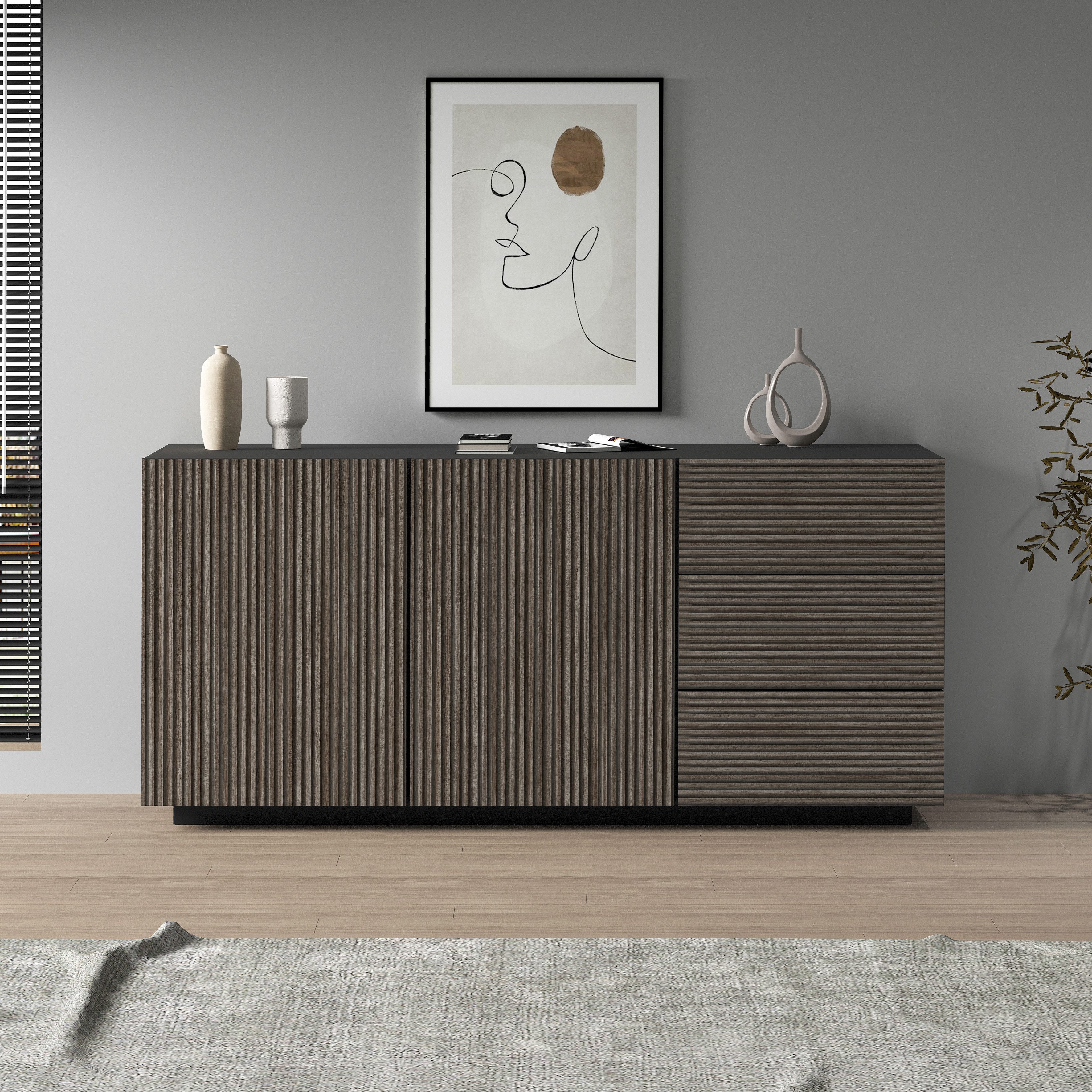 INOSIGN Sideboard Vega Sideboard,Kommode,180 cm, mit 2 Türen und 3 Schublad günstig online kaufen