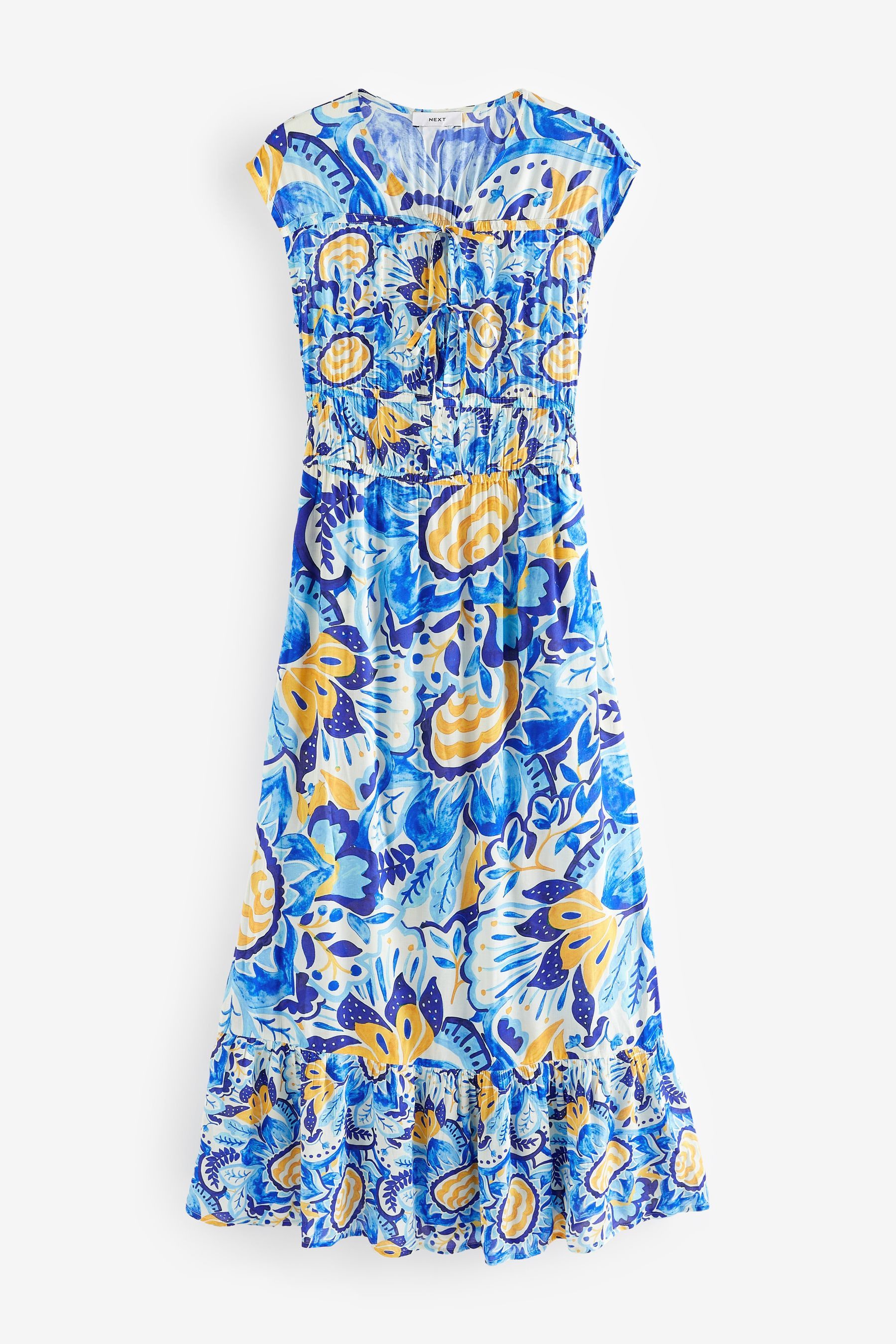 Next Maxikleid Kurzärmeliges Maxikleid mit Zierknoten günstig online kaufen