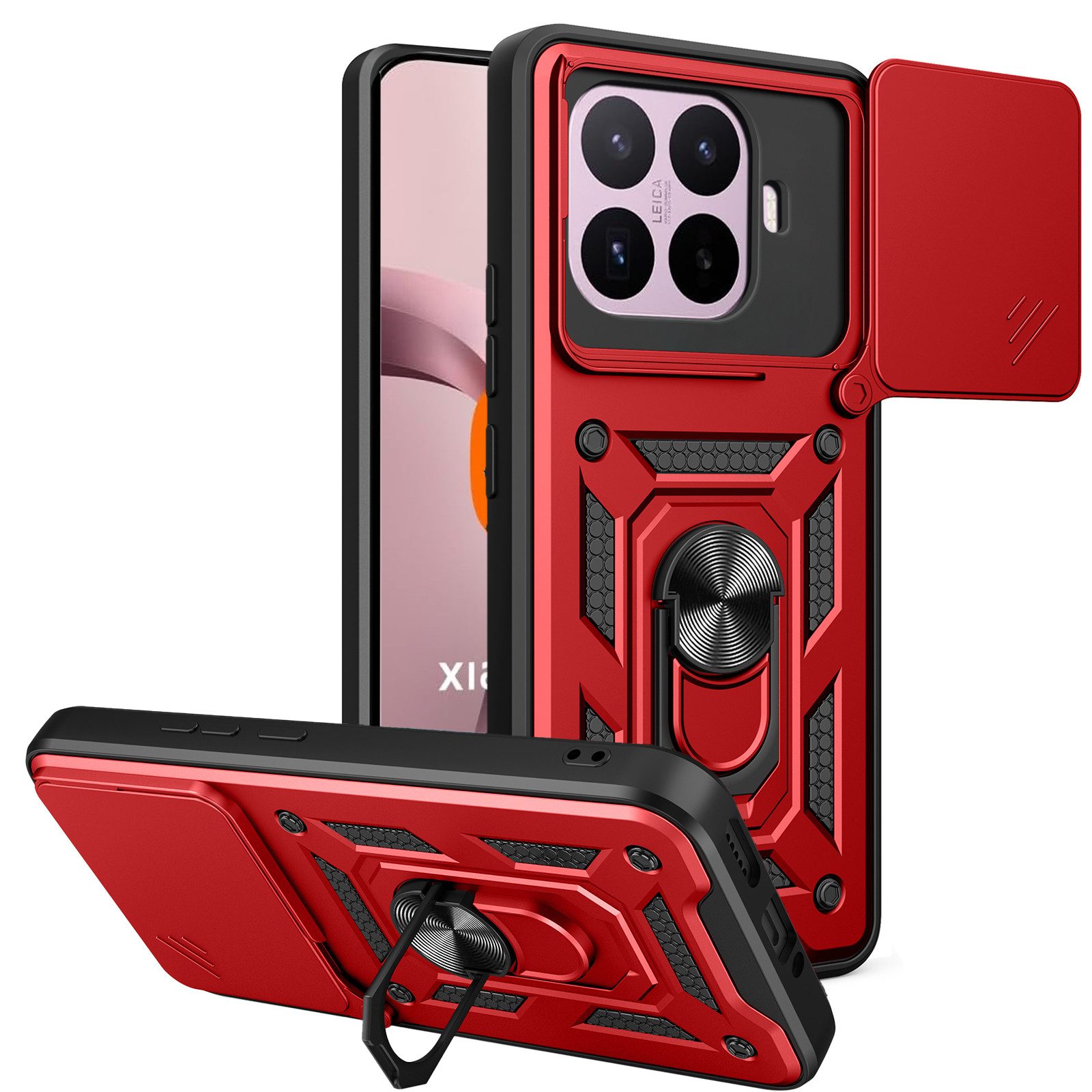 betterfon Handyhülle für Xiaomi Modelle Hülle Kameraschutz Ringhalter, Outdoorhülle mit Smartstand Kameraschutz und Silikonkern
