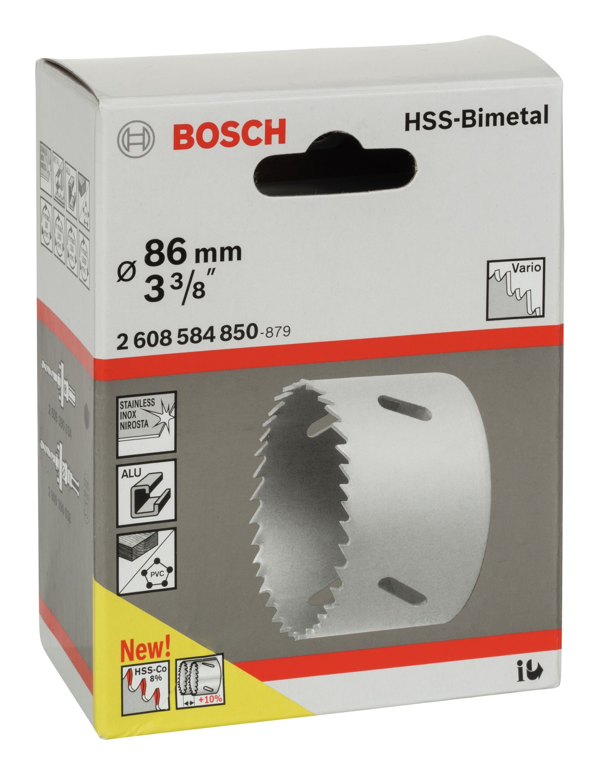 für 86 - Standardadapter BOSCH mm, 3/8" 3 HSS-Bimetall / Ø Lochsäge,