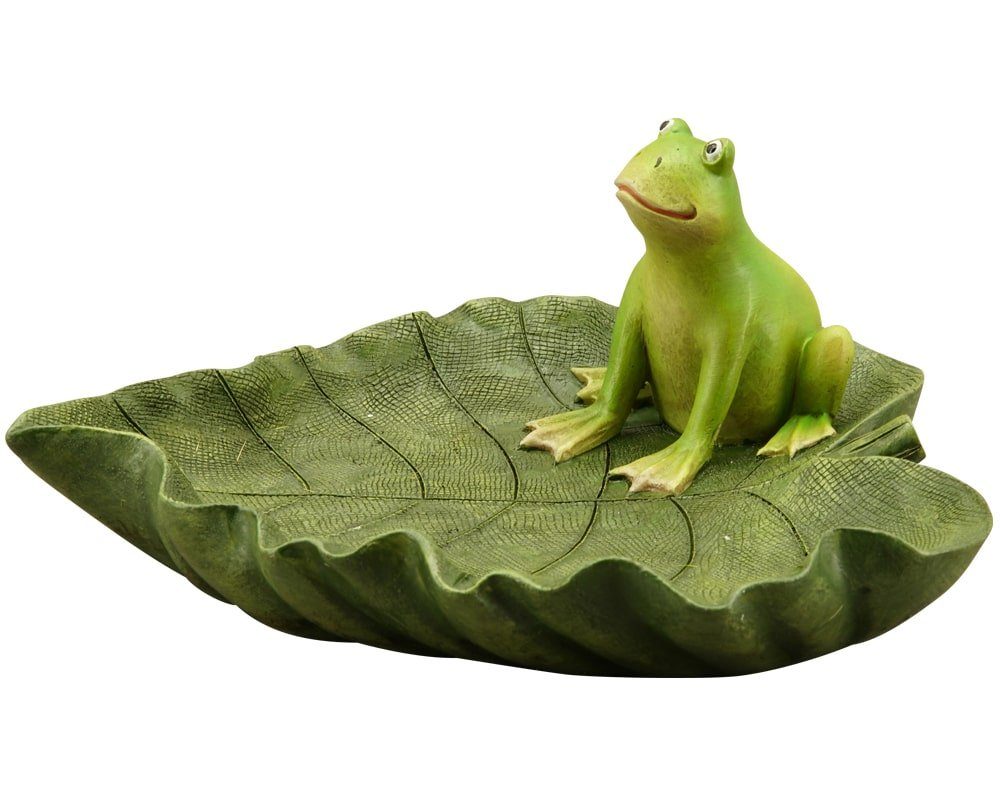 matches21 HOME & HOBBY Gartenfigur Frosch auf Blatt Metall Figur Gartendeko grün 12,5x9 cm, (1 St), Widerstandsfähig & witterungsbeständig, jedoch nicht frostsicher!