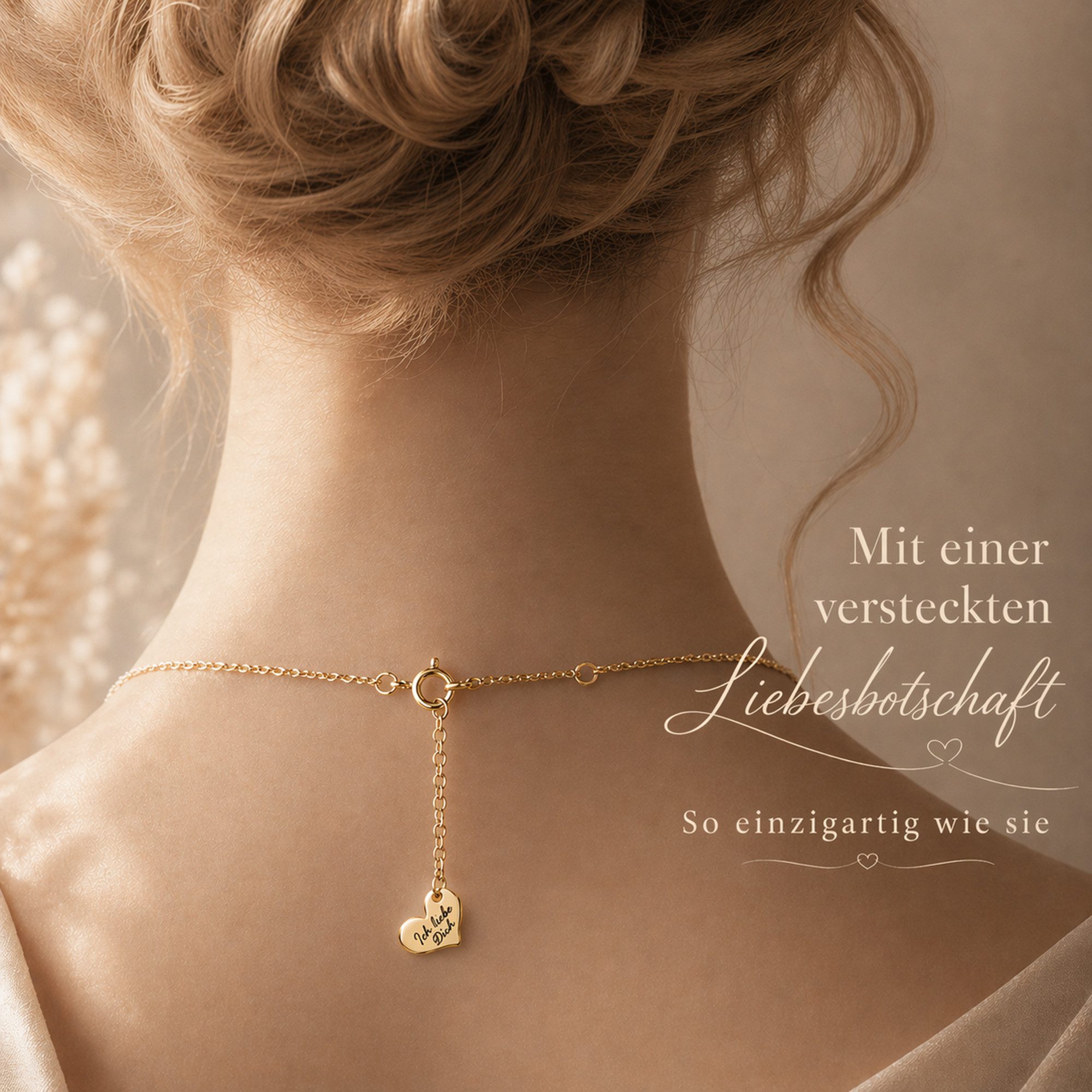 Limana Herzkette Ich liebe Dich Damen Kette mit Herz Anhänger 925 Silber gold vergoldet (Schmuck Geschenk für Freundin Frau inkl. Dose und Tasche), Jahrestag Ge – Bild 5 von 5