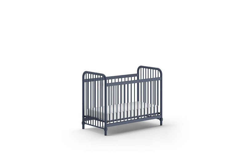 möbelando Babybett BRONXX, aus Metall in Blau matt. Abmessungen (BxHxT) 130,7x102,2x71 cm