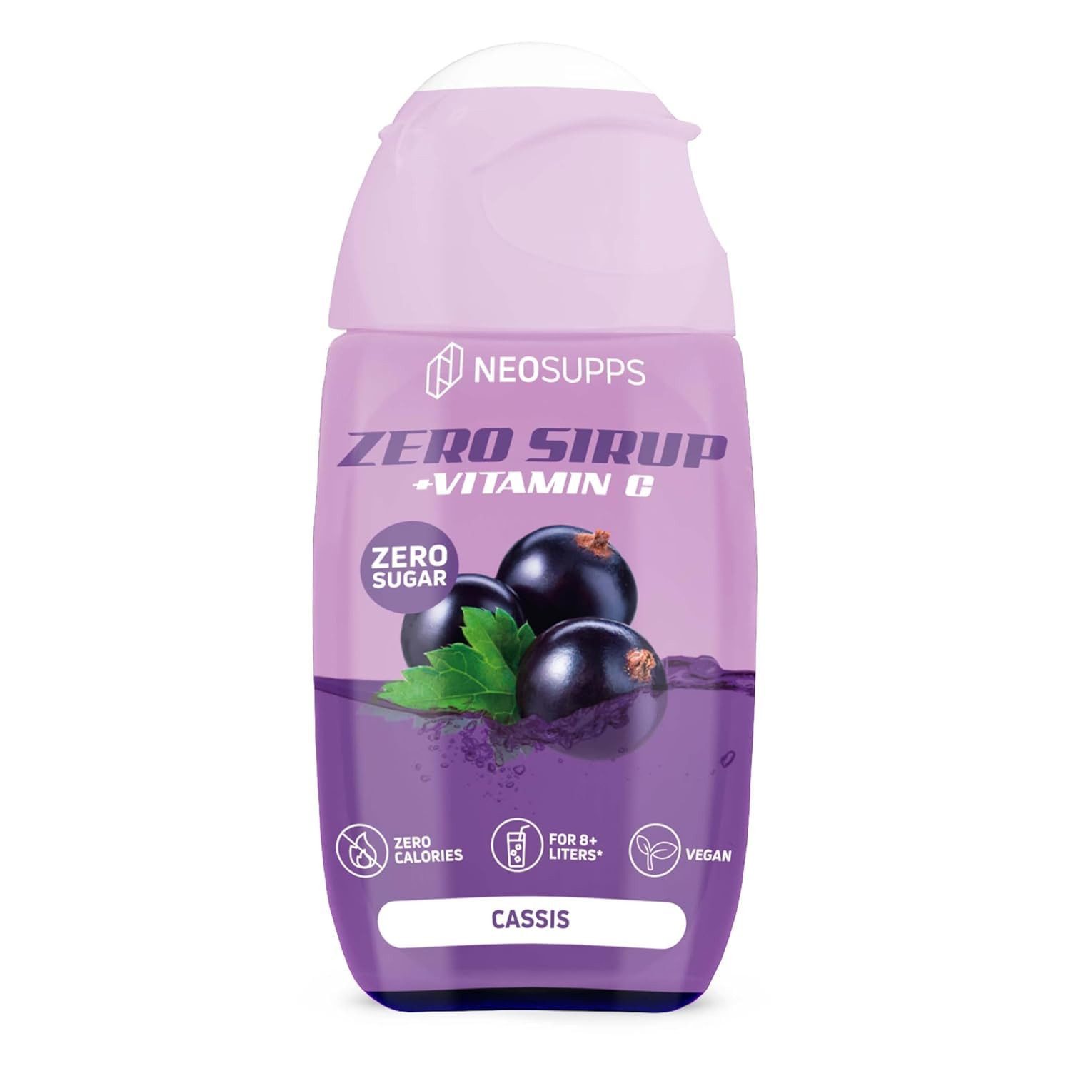 Neosupps Zero Sirup, Cassis Geschmack, 65 ml mit Vitamin C Sirup, 65 ml, Ohne Zucker, Ohne Kalorien