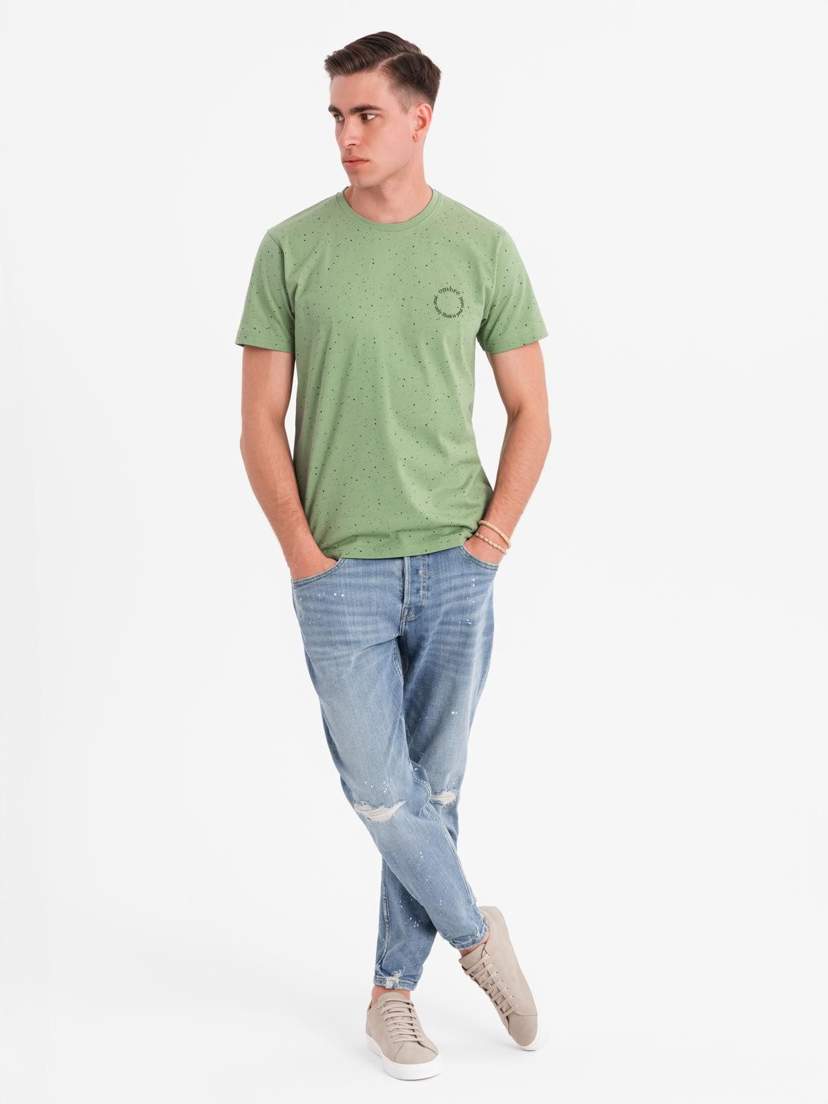 OMBRE Print-Shirt Bedrucktes Herren-T-Shirt aus Baumwolle mit Rundhalsausschnitt