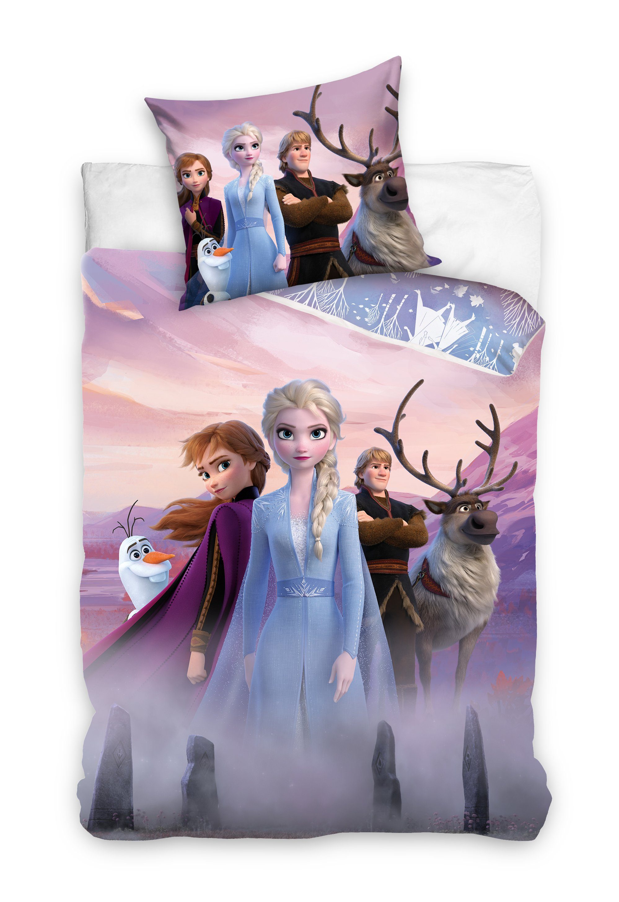 Kinderbettwäsche »Disney´s Eiskönigin 2«, Disney Frozen, Renforcé, 2  teilig, Elsa, Anna und ihre Freunde