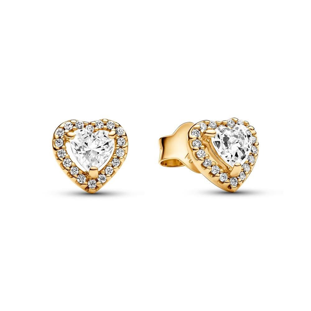Paar Ohrstecker PANDORA Damen Ohrstecker Herz mit Zirkonia, IP Gold