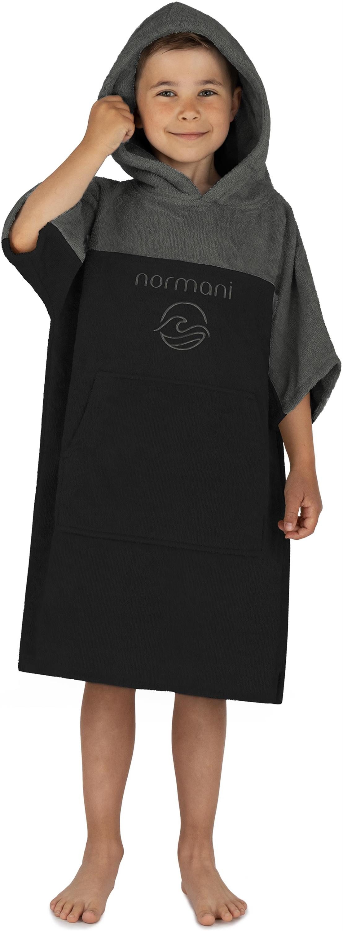 normani Badeponcho Kinder Badeponcho 6-9 Jahre Puwai, Bio-Baumwolle, Kapuze, Schlupf, Badeponcho aus 100 % Bio-Baumwolle