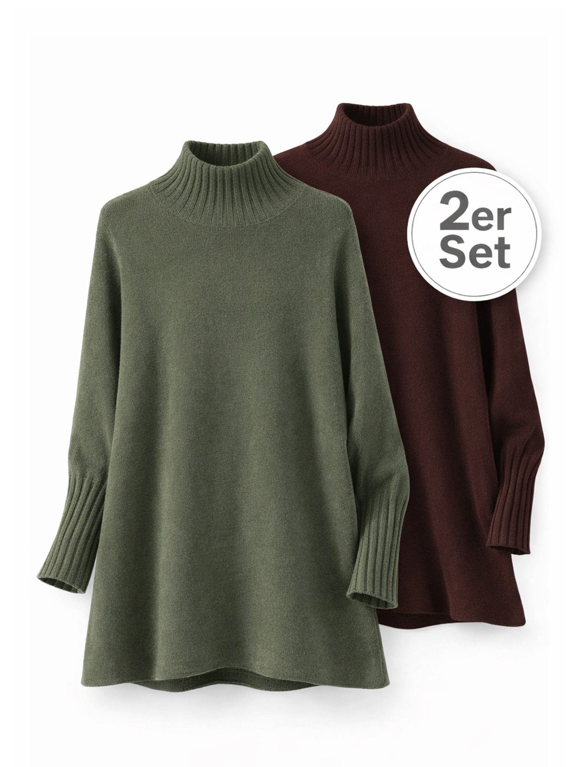 Strickpullover Feinstrickpullover 2er Set mit Stehkragen