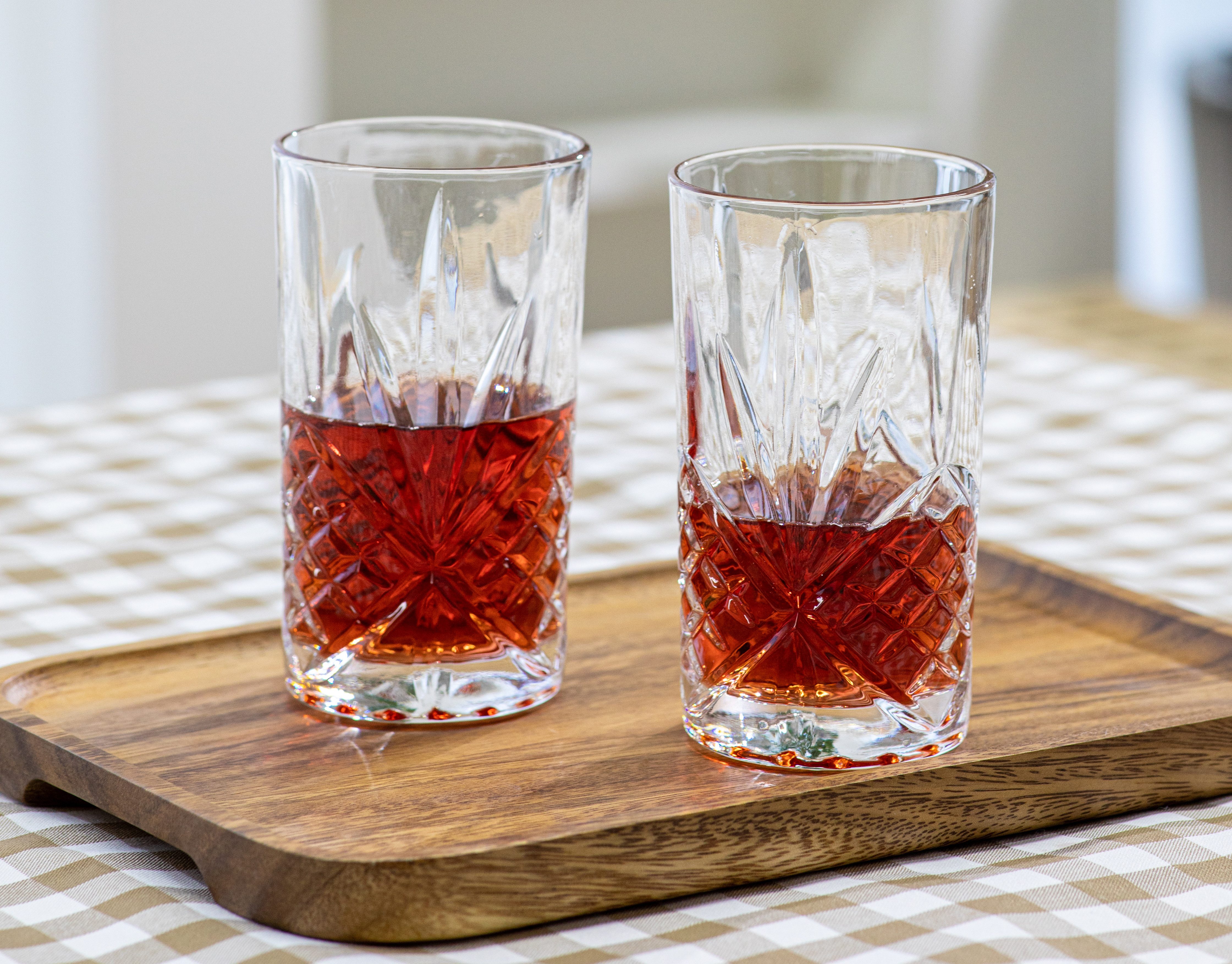 ECHTWERK Longdrinkglas Highball-Gläser Set, 350ml, 6-tlg., Glas, mit Schliffoptik und Reliefstruktur