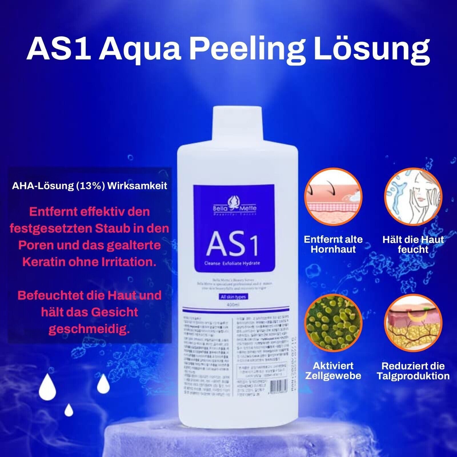 P-Beauty Cosmetic Accessories Kosmetikbehandlungsgerät Aquafacial Lösung Solution Hautpflege Dermabrasion Gesichtsreinigung, 400ml lösung, erhältlich auch im Set