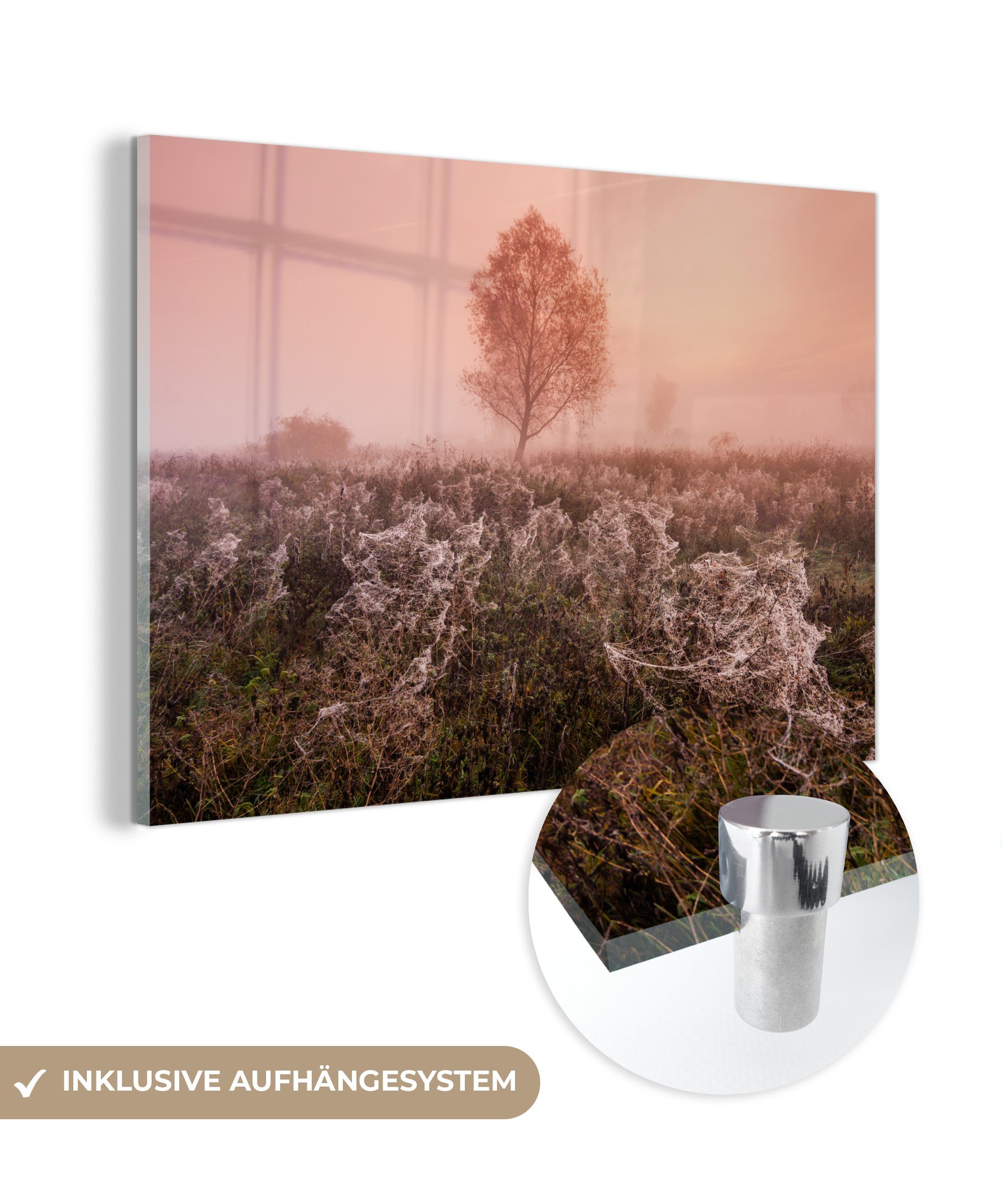 MuchoWow Acrylglasbild Herbst - Baum - Tropfen, (1 St), Acrylglasbilder Wohnzimmer & Schlafzimmer