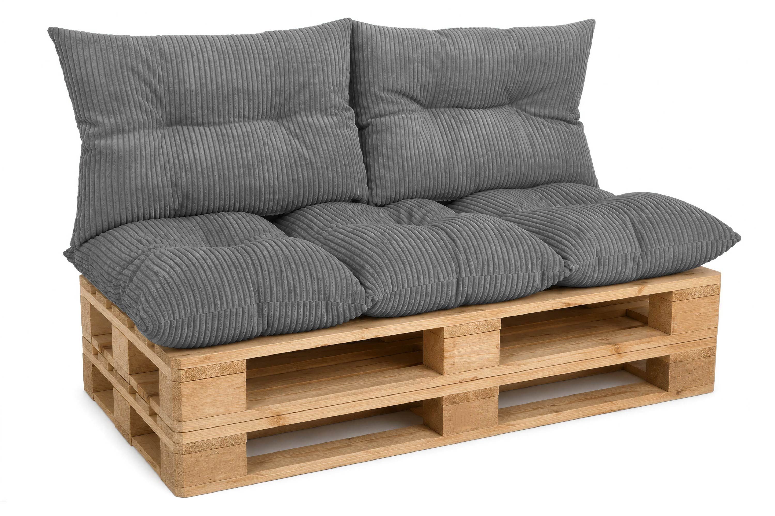 Amilian Palettenkissen Palettenauflagen Set 3-tlg., 120x80 cm + 2x 40x60 cm, für Palettenmöbel, Balkon, Terrasse und Wohnbereich