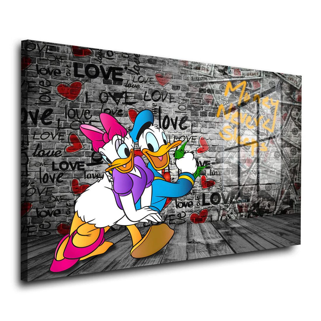 Artedinoi Acrylglasbild Donald & Daisy Pop Art Comic Acrylglas Wandbild Bild Wanddeko Wohnzimm