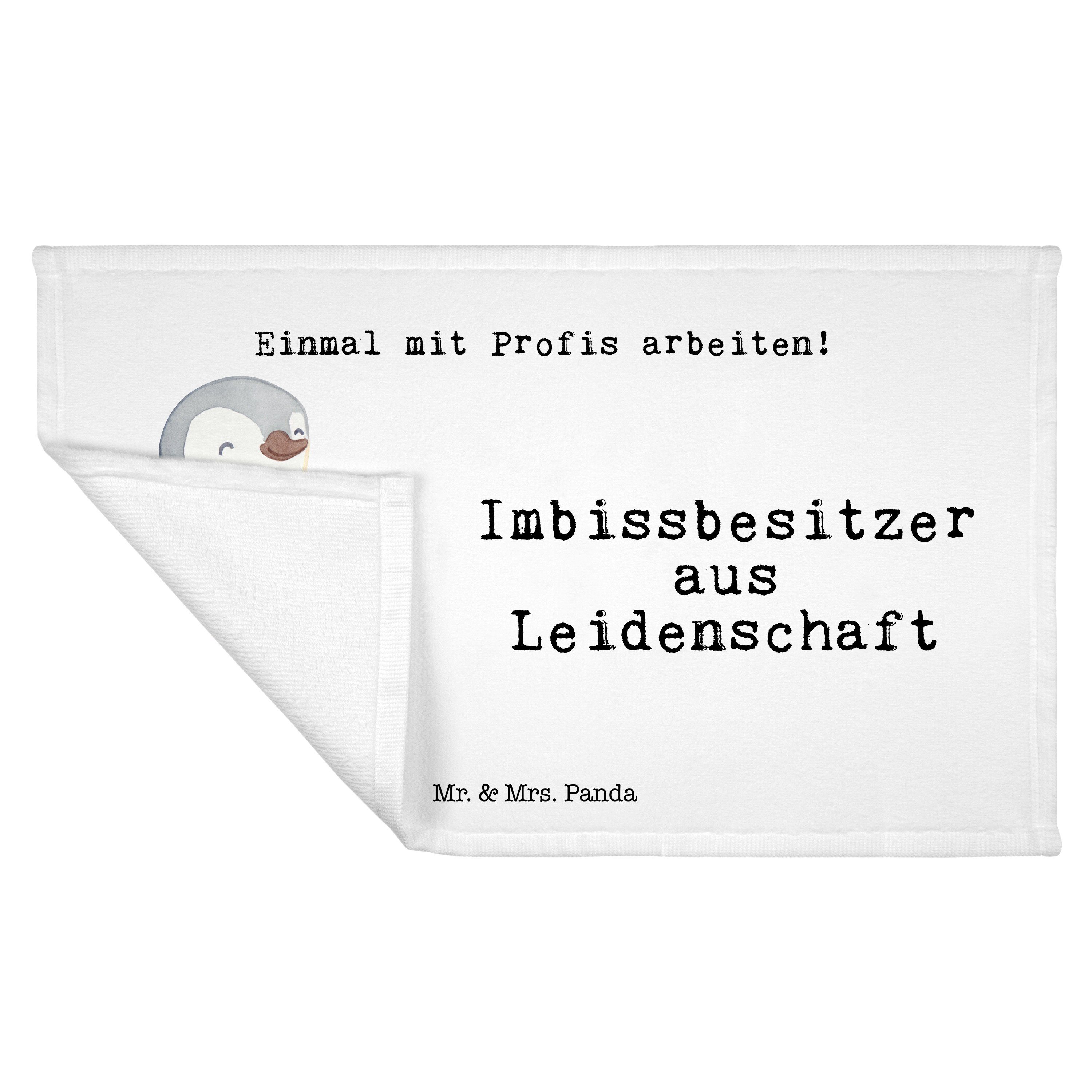 Mr. Imbissbesitzer Handtuch Leidenschaft aus Weiß Pommesverkä, Mrs. & Danke, Panda Geschenk, - (1-St) -