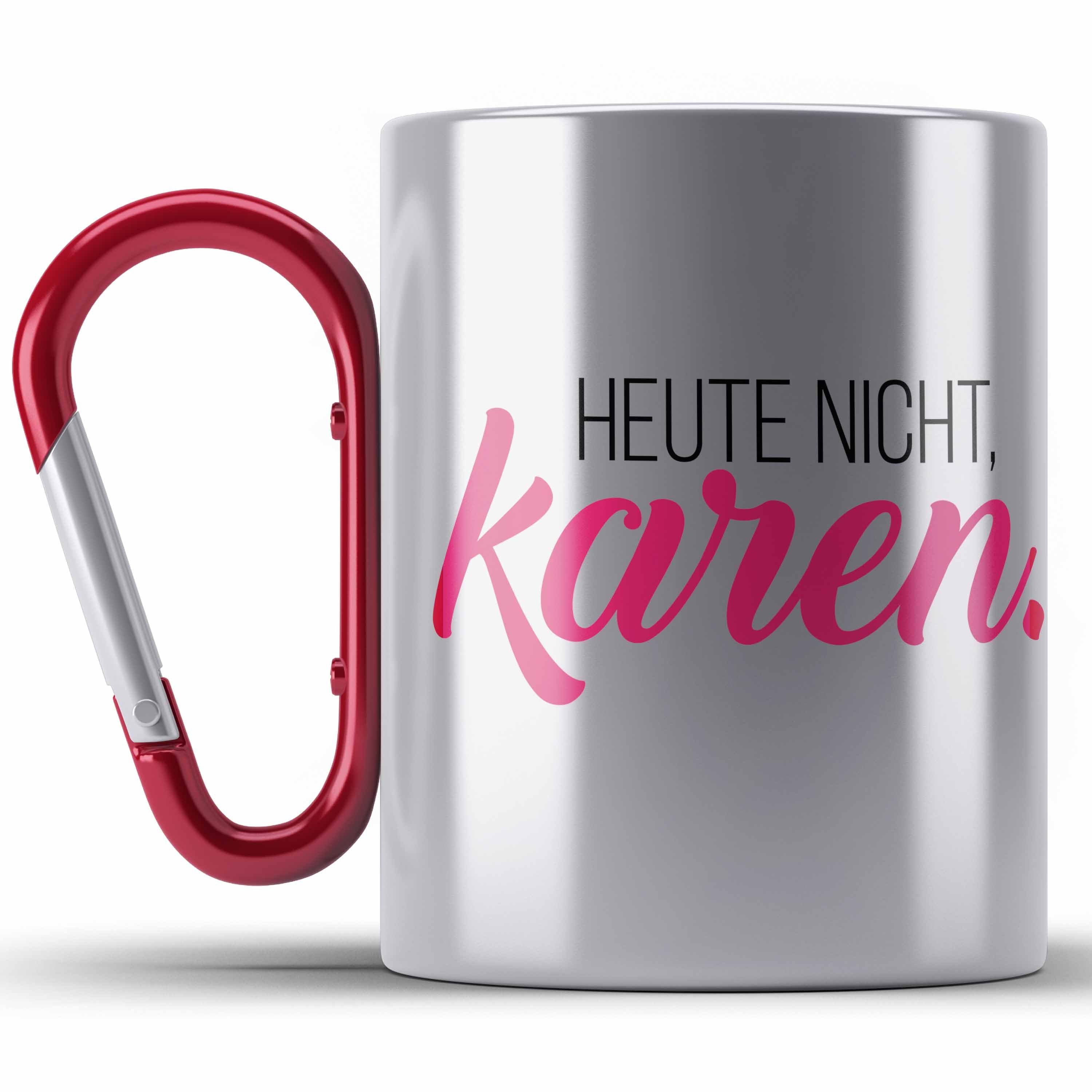 Karen Silber - Geburtst Trendation Karen Geschenkidee für Name Edelstahl Thermotasse Geschenk Tasse