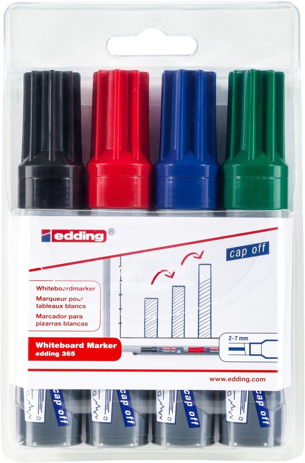 edding Whiteboard Marker Whiteboardmarker 365 2-7mm schwarz, rot, blau, grün VE=4 Stück