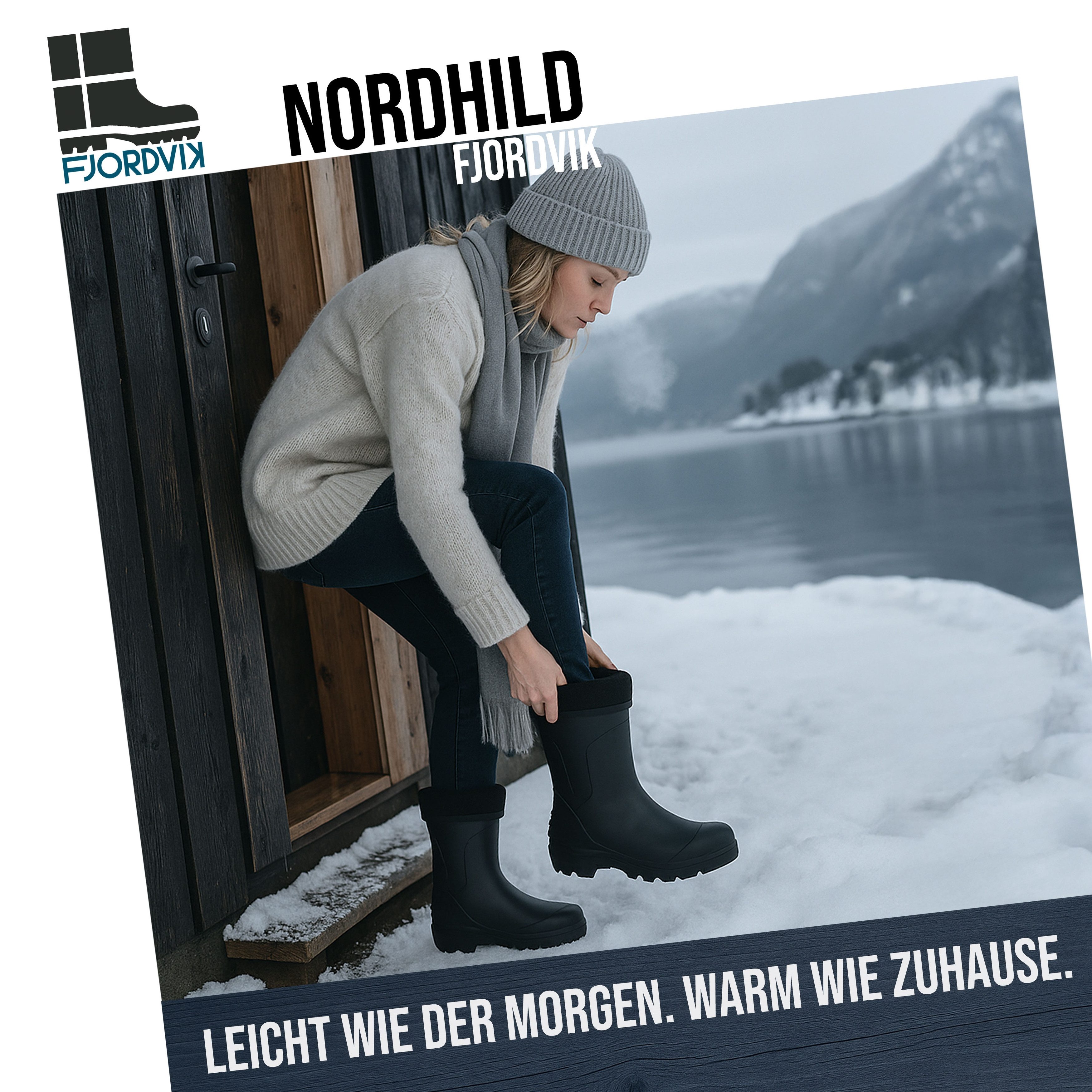 Fjordvik NORDHILD - Damen Winterboots l Herausnehmbares Warmfutter Gummistiefel Perfekt für die Stadt Spaziergänge Gassigehen