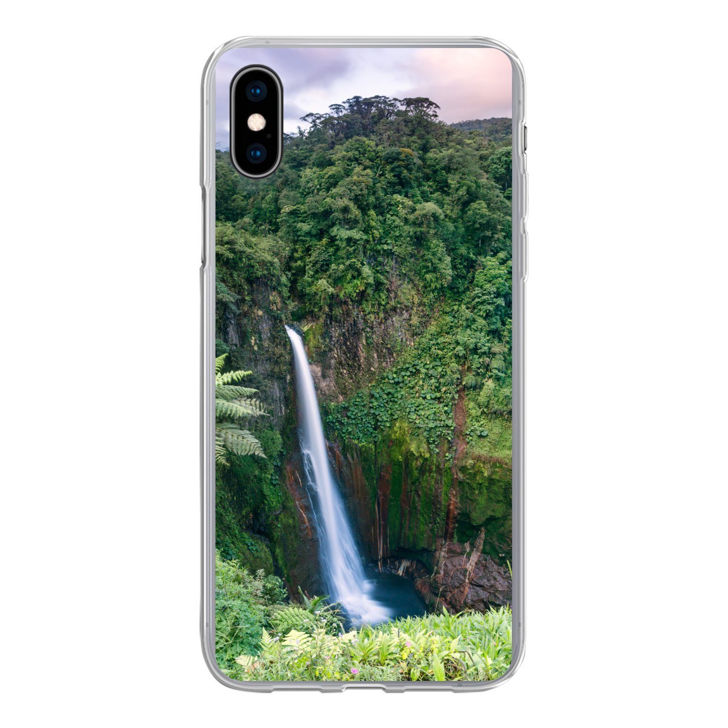 Handyhülle für Apple iPhone Xs Blick auf einen Wasserfall im fantastischen Regenw