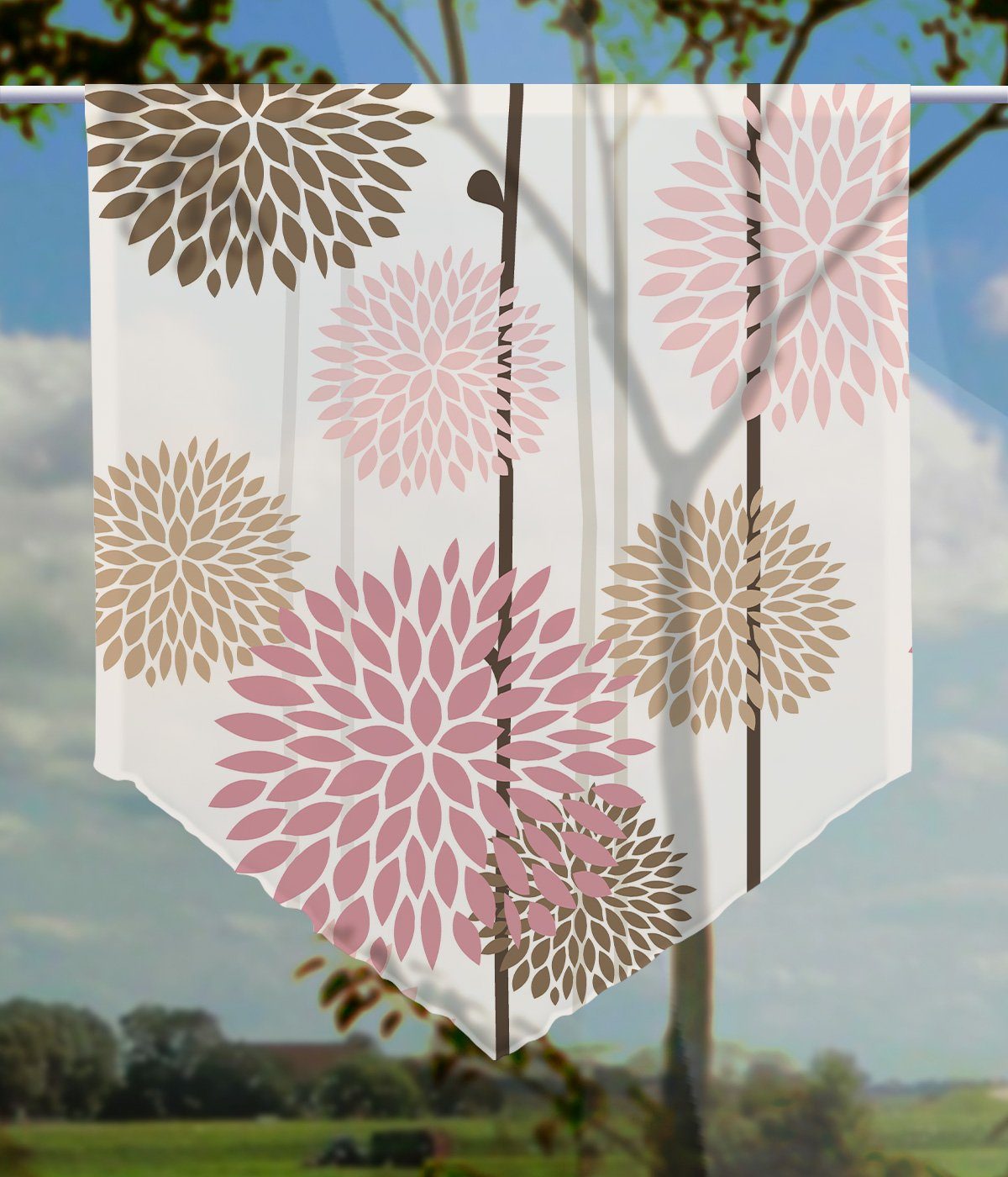 gardinen-for-life Scheibengardine Fleurs - spitzer Scheibenhänger günstig online kaufen