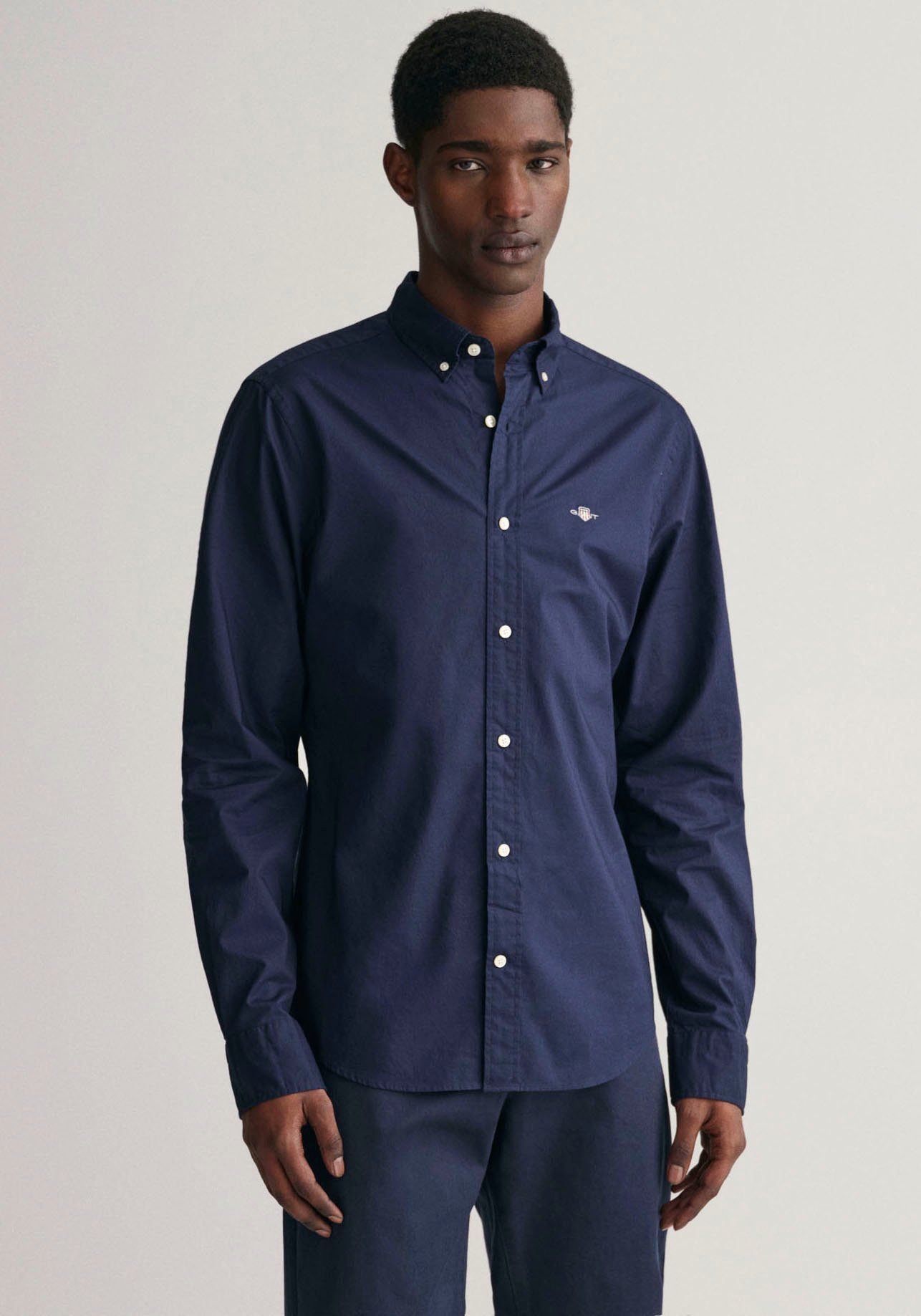 Langarmhemd Slim Fit Popeline Hemd leichte Baumwolle strapazierfähig pflegeleicht