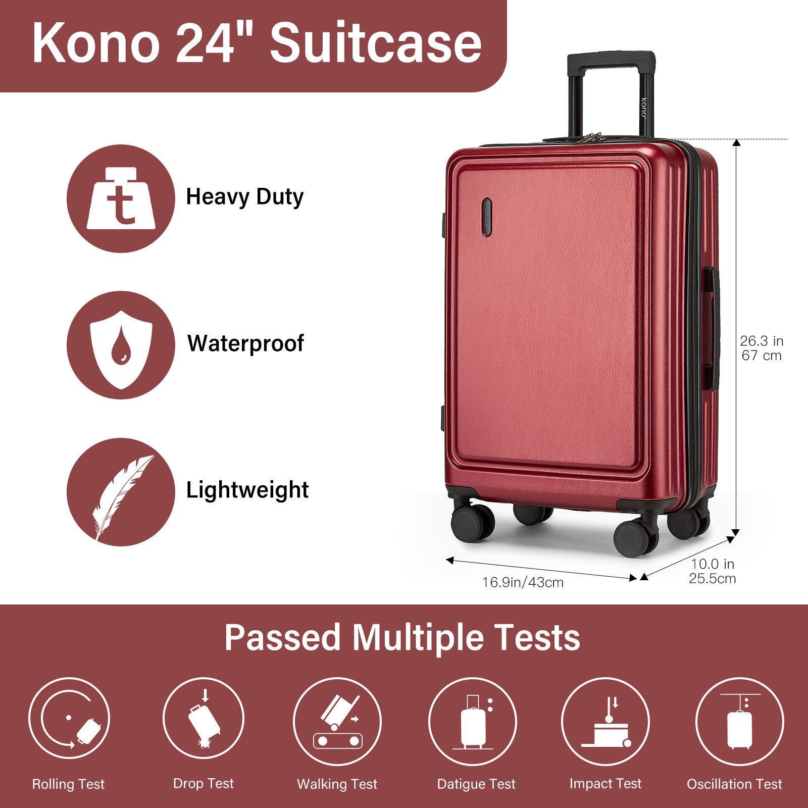 KONO Business-Koffer Kabinengepäck-Trolley aus Hartschalenmaterial (ABS+PC) günstig online kaufen