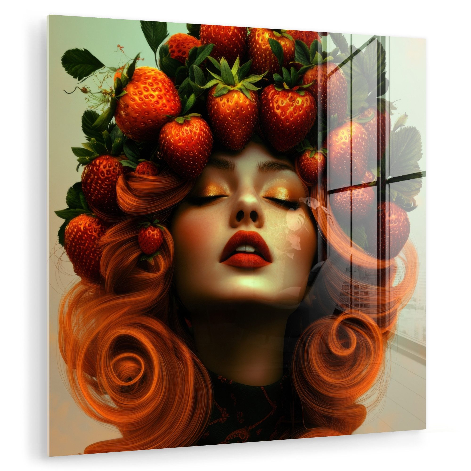 MuchoWow Acrylglasbild Frau - Erdbeeren - günstig online kaufen