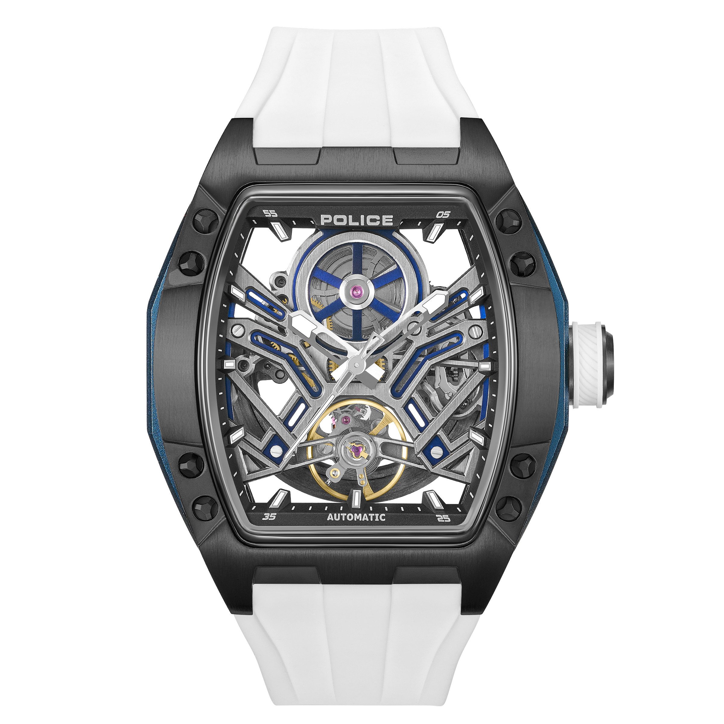 Police Automatikuhr Tampa PEWGR0082103, Armbanduhr, Herrenuhr, Mechanische Uhr, Silikonarmband, analog