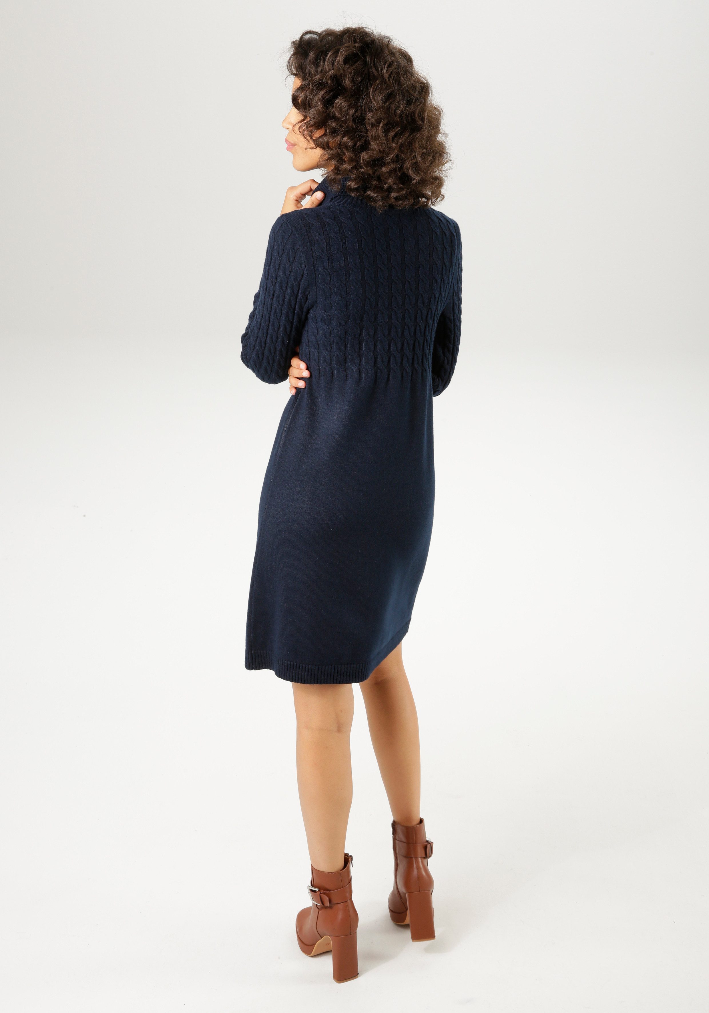 Aniston CASUAL Strickkleid mit Zopfmuster im Oberteil und den langen Ärmeln – Bild 2 von 5