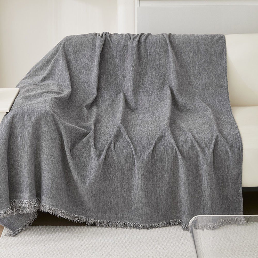 Sofahusse Sofa überwurfdecke mit dunkelgrau, Schmutzabweisend Quasten FELIXLEO