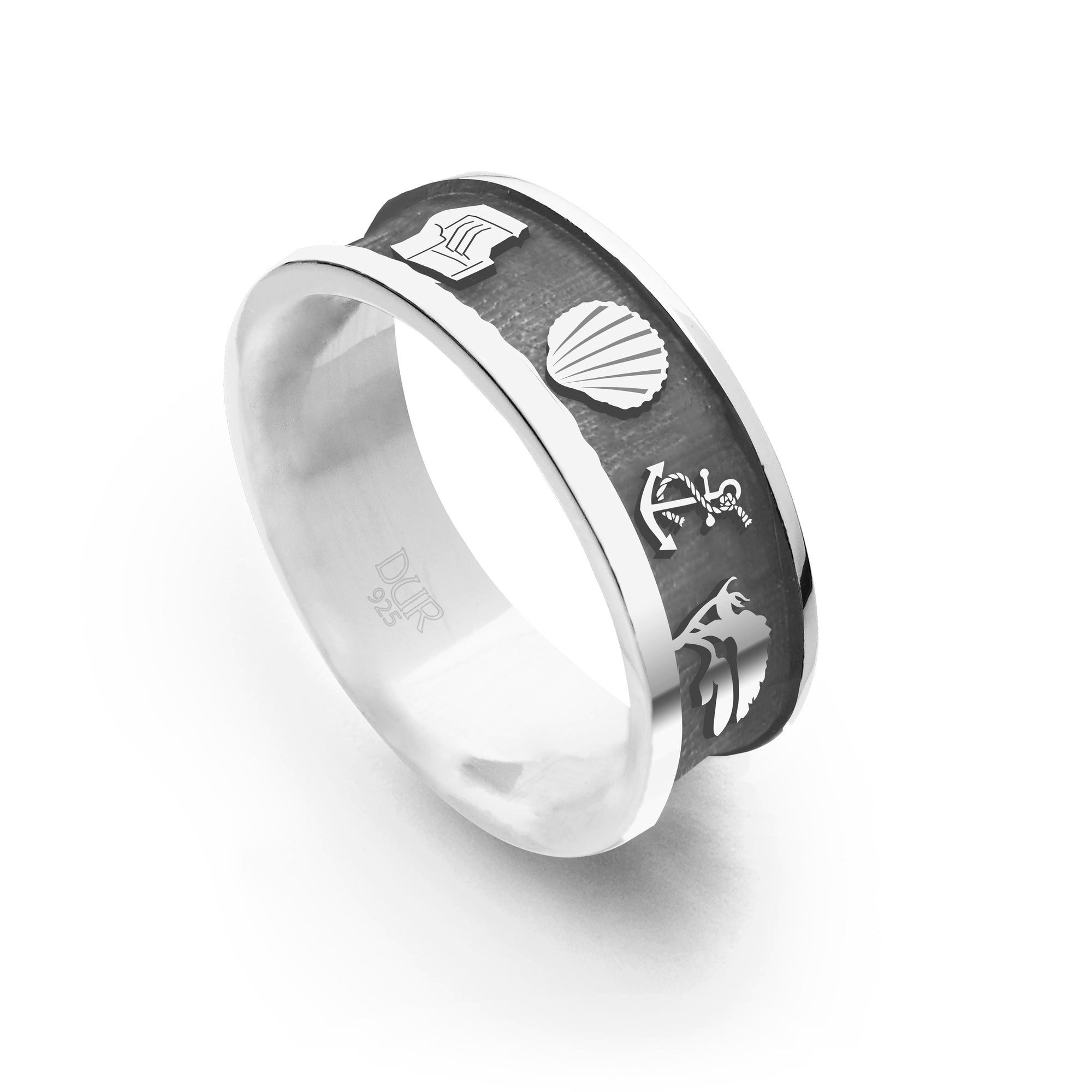 Fingerring DUR Schmuck: Ring "Ostsee" 7 mm dunkel rhodiniert, R6049