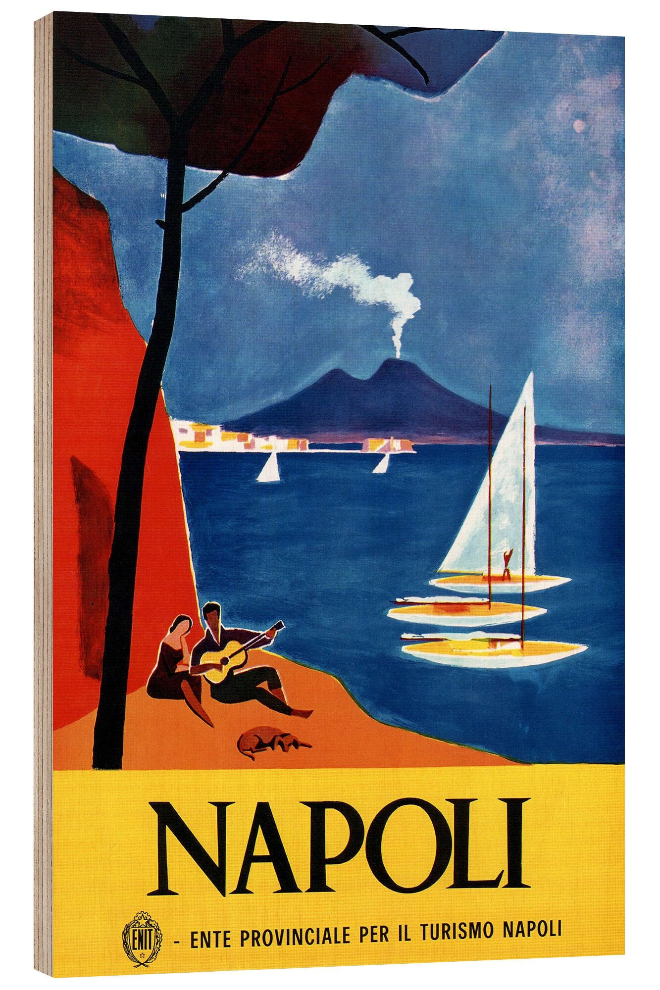Posterlounge Holzbild Vintage Travel Collection, Neapel, Italien ...