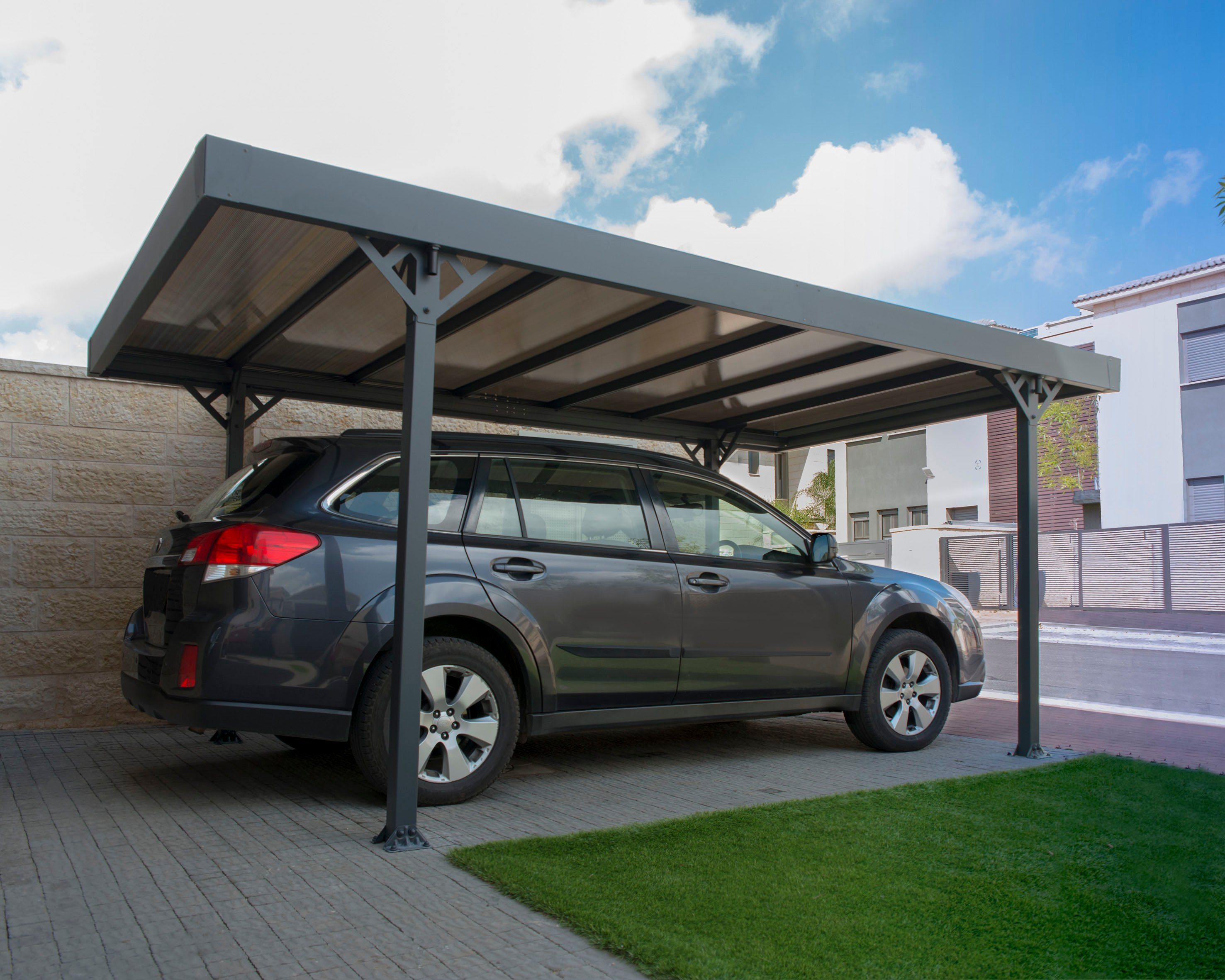 Palram - Canopia Einzelcarport und cm 204 BxT: Bodenverankerungen 5000, Regenrinnen cm, Palma Einfahrtshöhe, 298x497 inkl