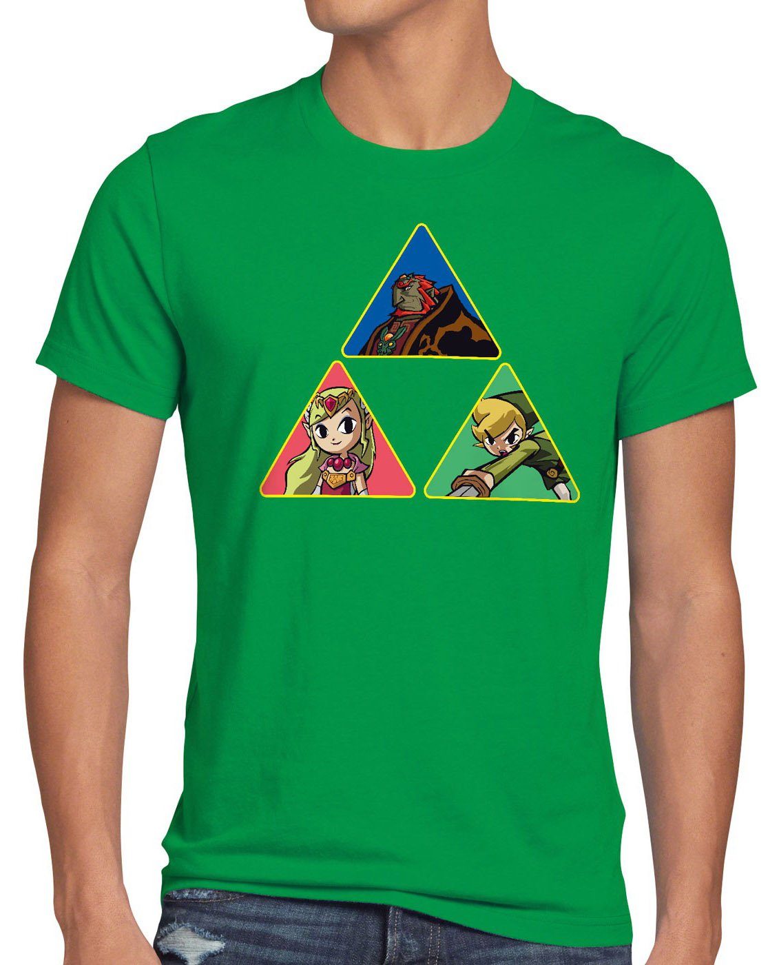 style3 Print-Shirt Herren T-Shirt Triforce Link Gamer Hyrule boy zelda game wild breath legend of grün