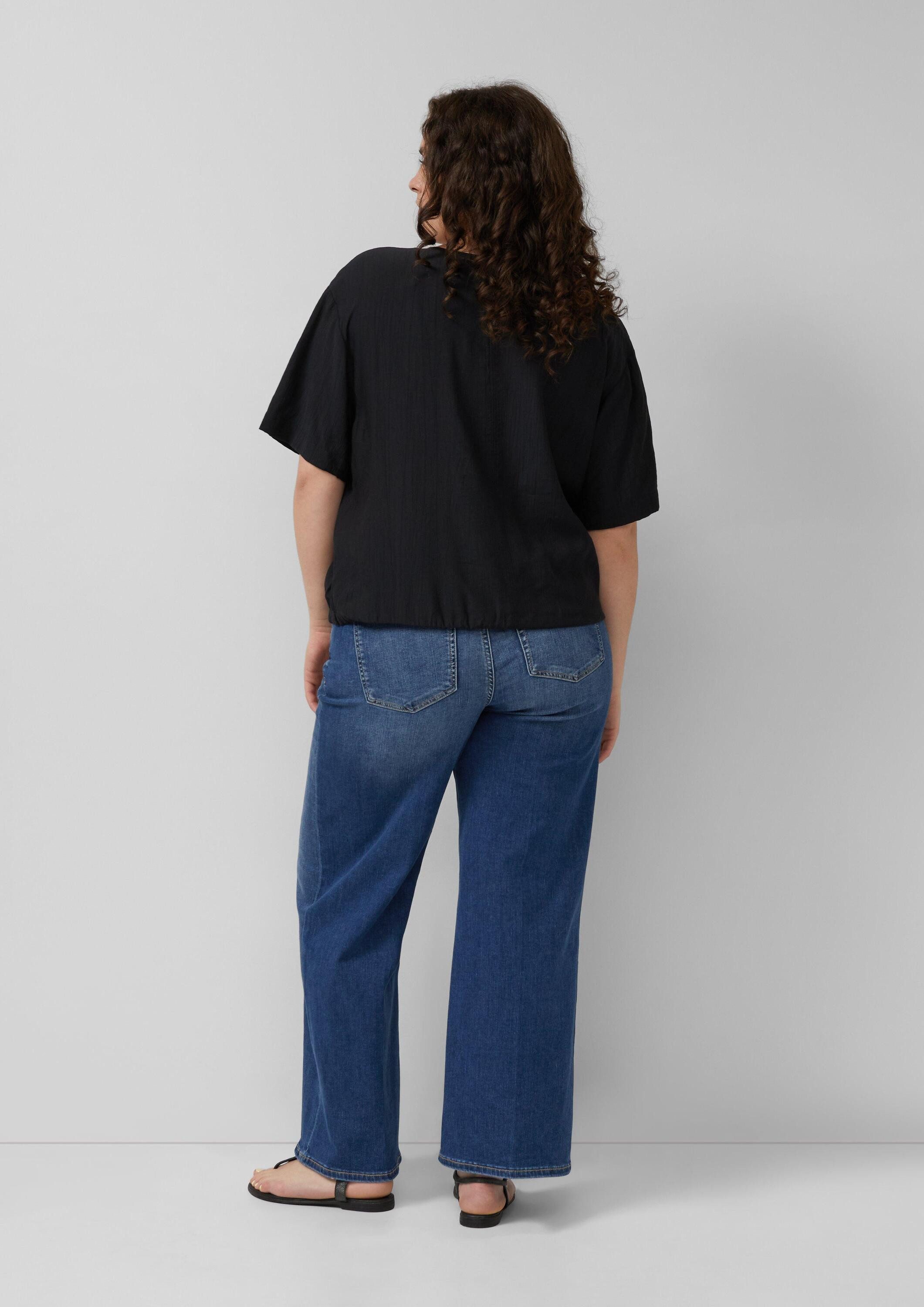 s.Oliver Kurzarmbluse Bluse Strukturierte Bluse im O-Shape