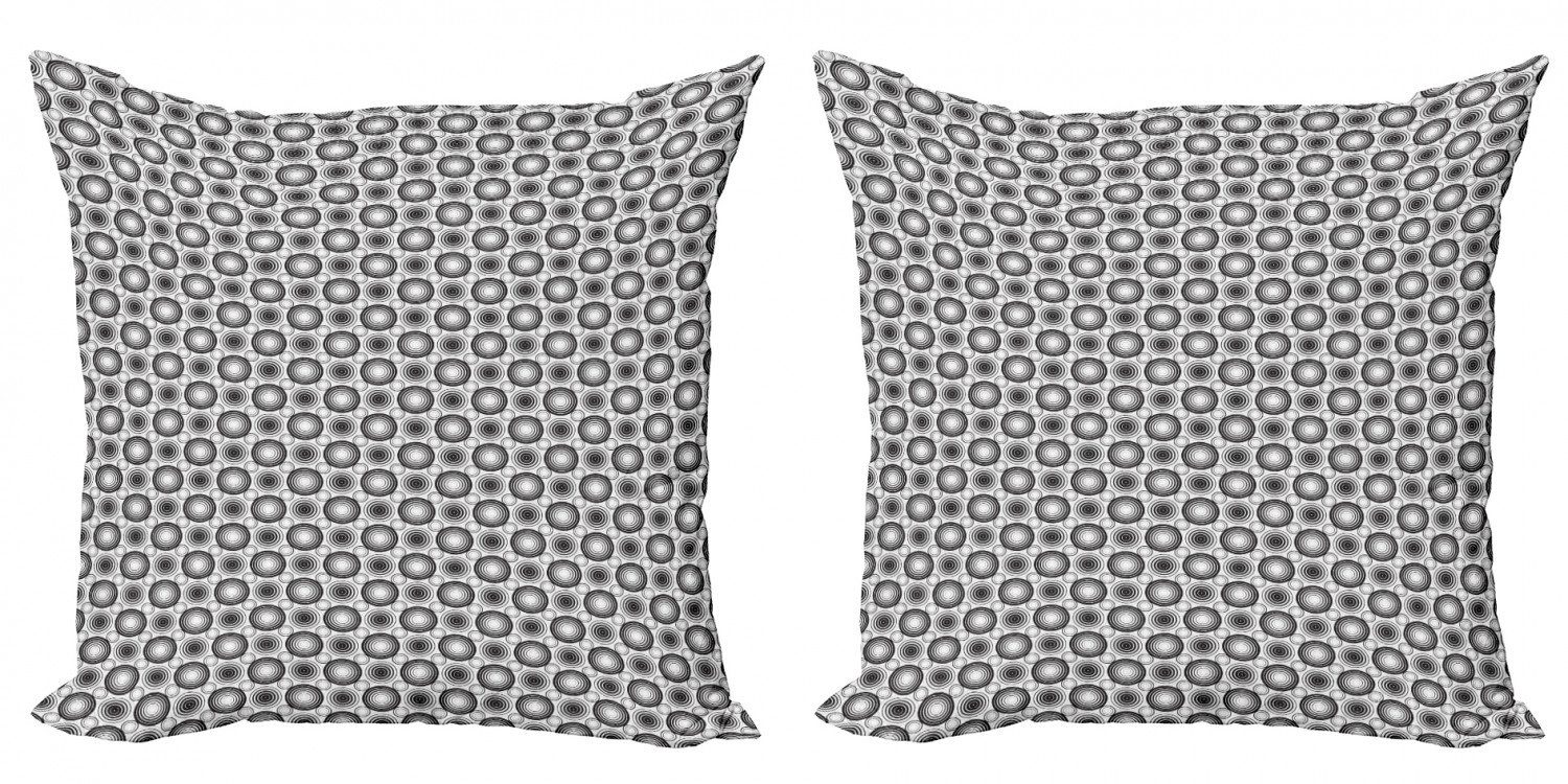 Doppelseitiger Modern weiß (2 Kreise Accent Digitaldruck, Schwarz Mosaik und Abakuhaus Stück), Kissenbezüge
