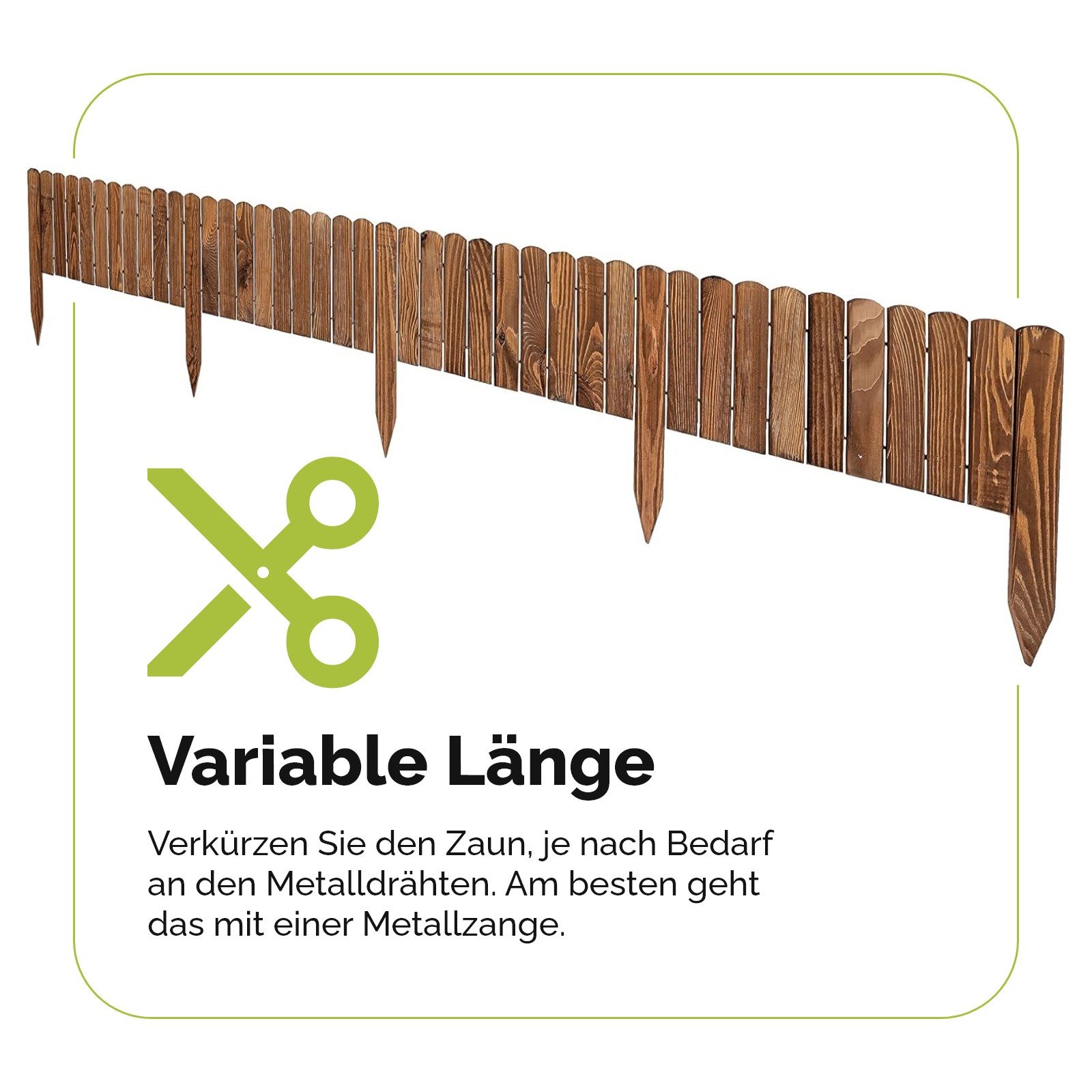 Garronda Rasenkante Beeteinfassung Holz Rollzaun Flexibler Rollborder Länge: 2m GD-0046, LxH: 2x8 cm – Bild 4 von 5