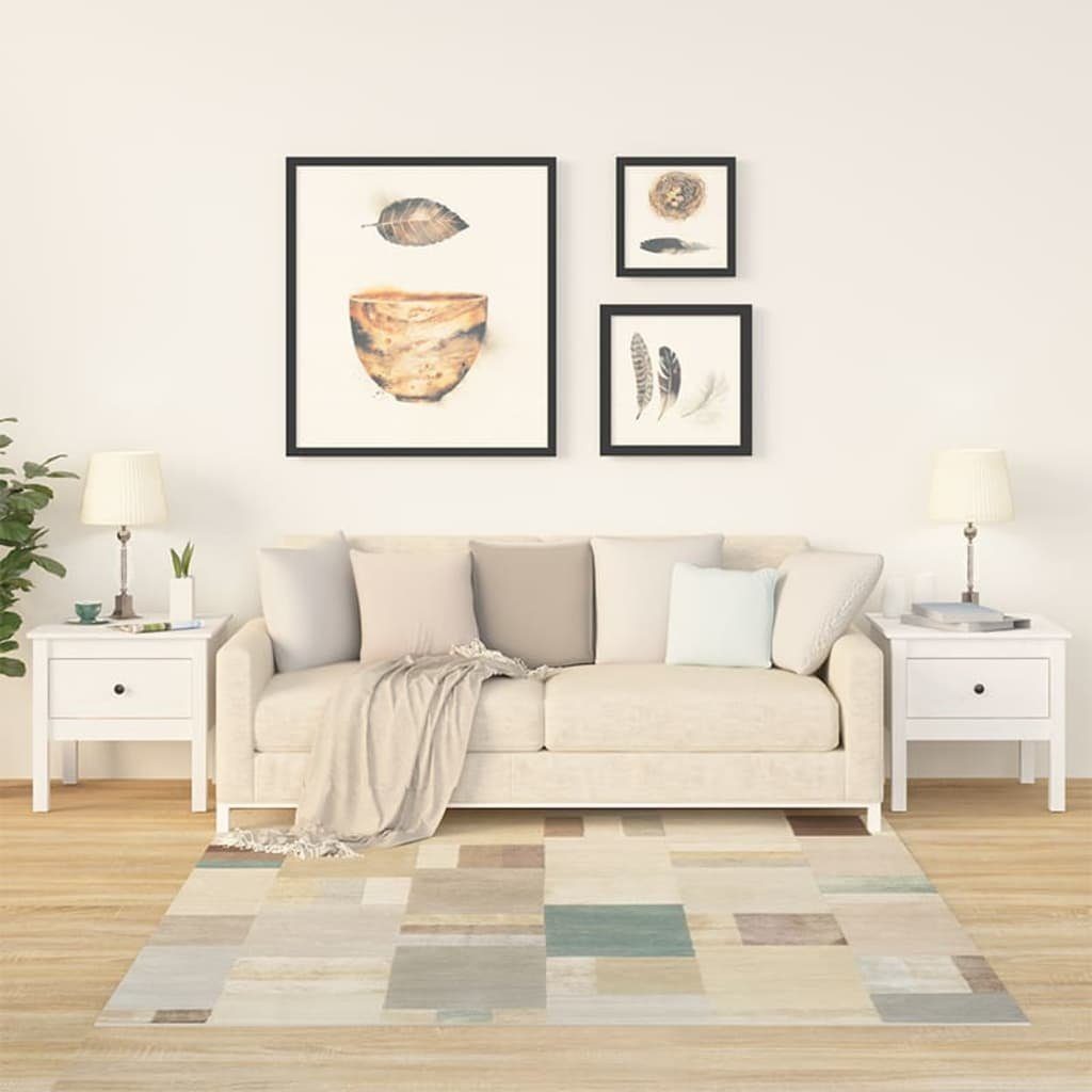 furnicato Beistelltisch aus massivem Kiefernholz Weiß 50 x 50 x 49 cm (2-St), Nachttisch mit Schublade als Set aus 2 Stück für das Schlafzimmer