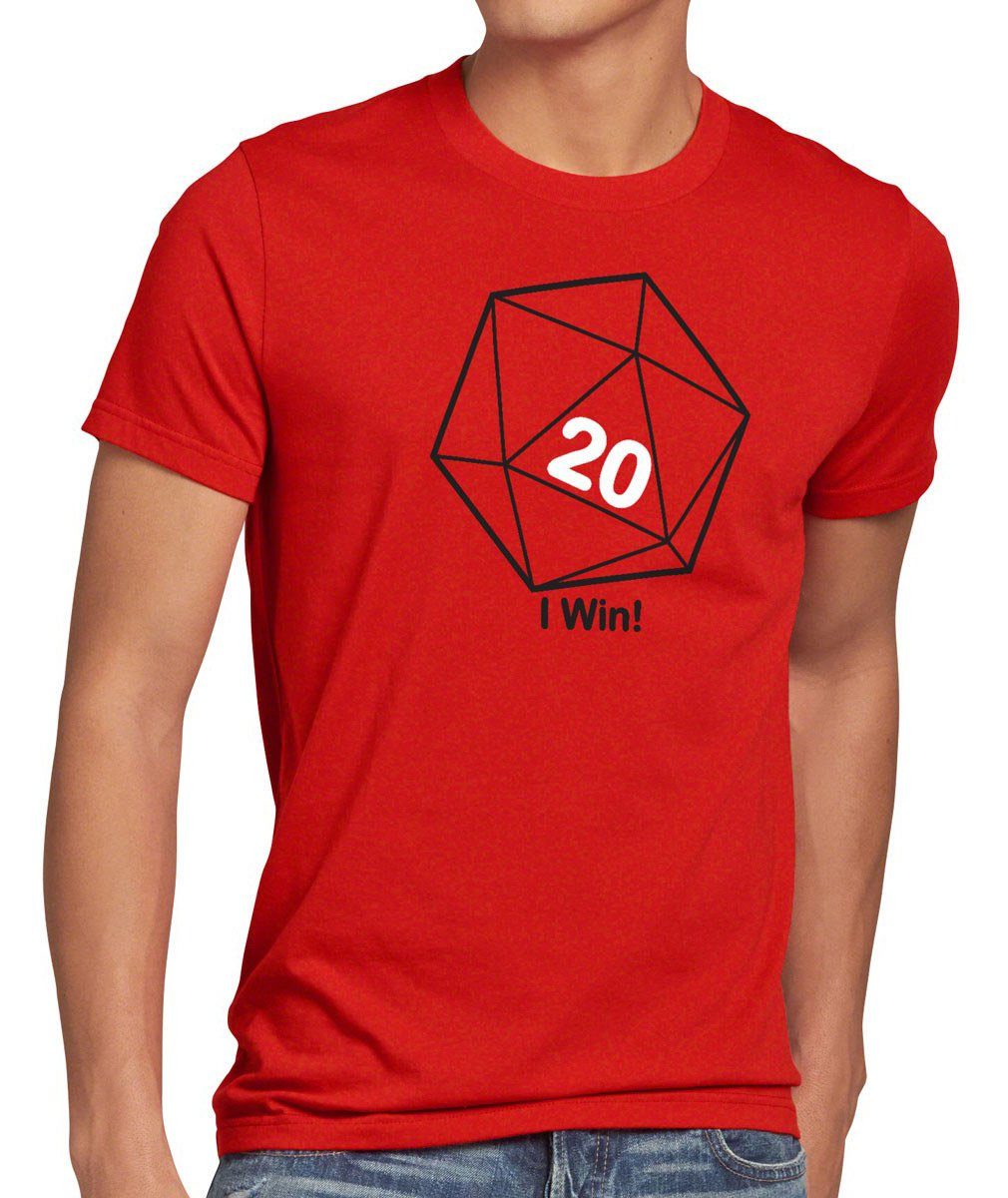 style3 Print-Shirt Herren T-Shirt W20 Würfel I Win big bang sheldon rubik cube D20 cooper ikosaeder Theory
