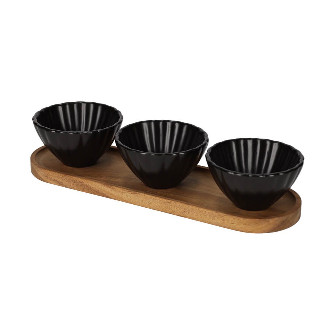Jens Living Servierschale Servierset Muschelschalen, Akazienholz & Keramik, Dip- & Snackschalen, Holz, Keramik, (4-tlg), Akazienholz, Muschelschalen, Keramik, lebensmittelecht