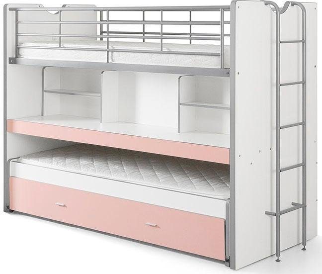 Vipack Hochbett Bonny, mit 3 Schlafgelegenheiten, super praktisch im Kinderzimmer (B/H/T ca. 222x161x102cm, Dekor Oberfläche, in verschieden Farben) mit großer Schreibplatte, Regalfächern, viel Funktion auf kleinem Raum