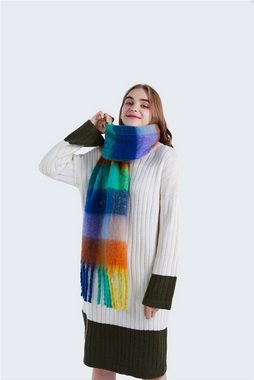 AUKUU Schal Schal Strickschal für Damen, (Drucken Halstuch Scarf Poncho Cape, 1-St. Herbst/Winter-Schal-Mode 220cm*35cm), kuscheliger Fransen-Schal