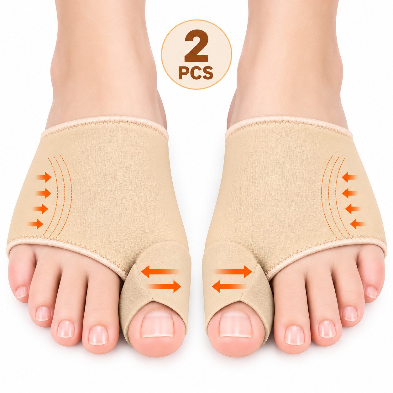Fyrove Hallux-Bandage Hallux Valgus Correction, Pack of 2 Hallux Valgus Bandage, with Silicone Pads, Protection of Big Toe, Reducing Friction, for Men and Women Non-Slip Socks, for Day and Night Support, Universal Size