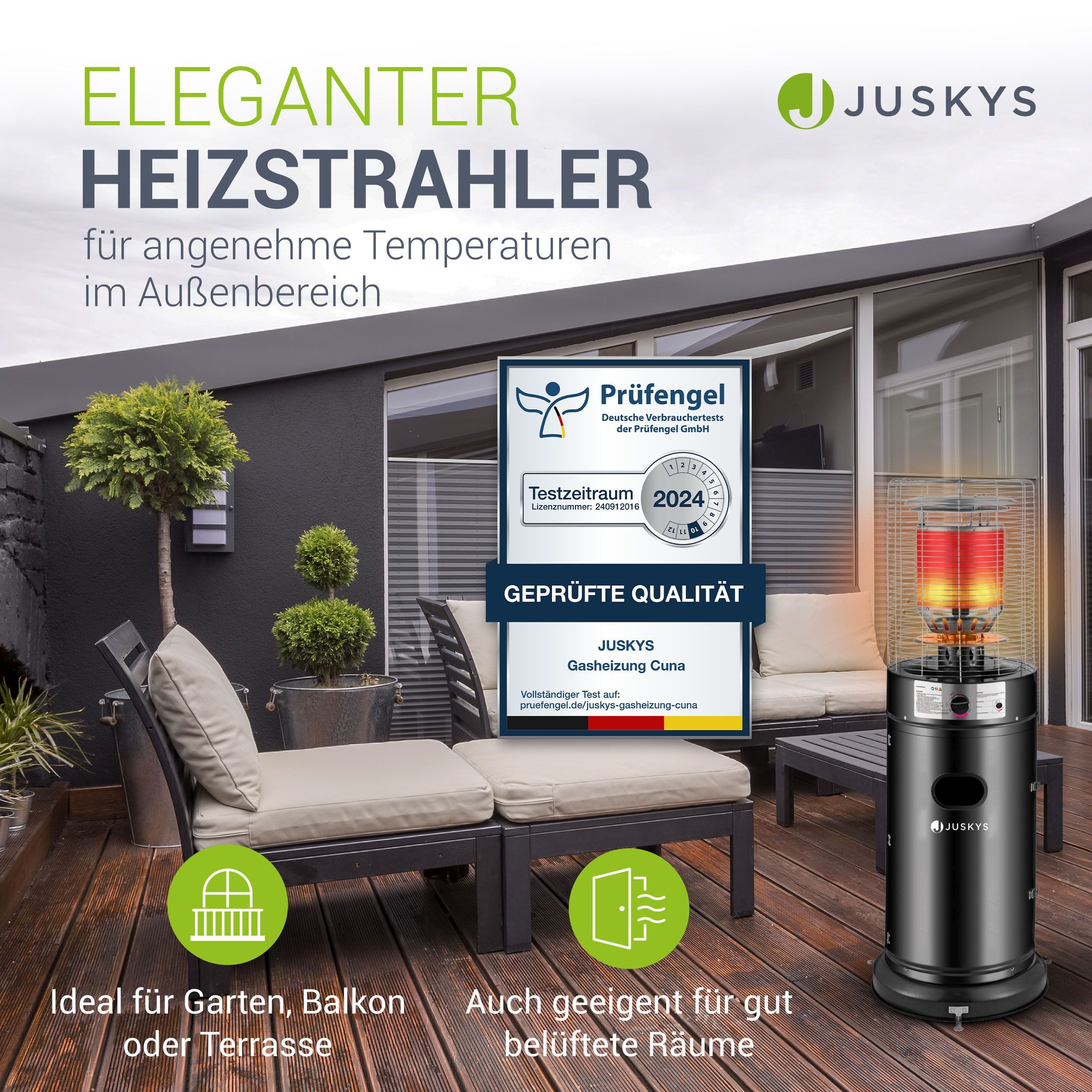 Juskys Heizstrahler Cuna, 11000 W, integrierter Kippschutz, Inkl. Druckmind günstig online kaufen