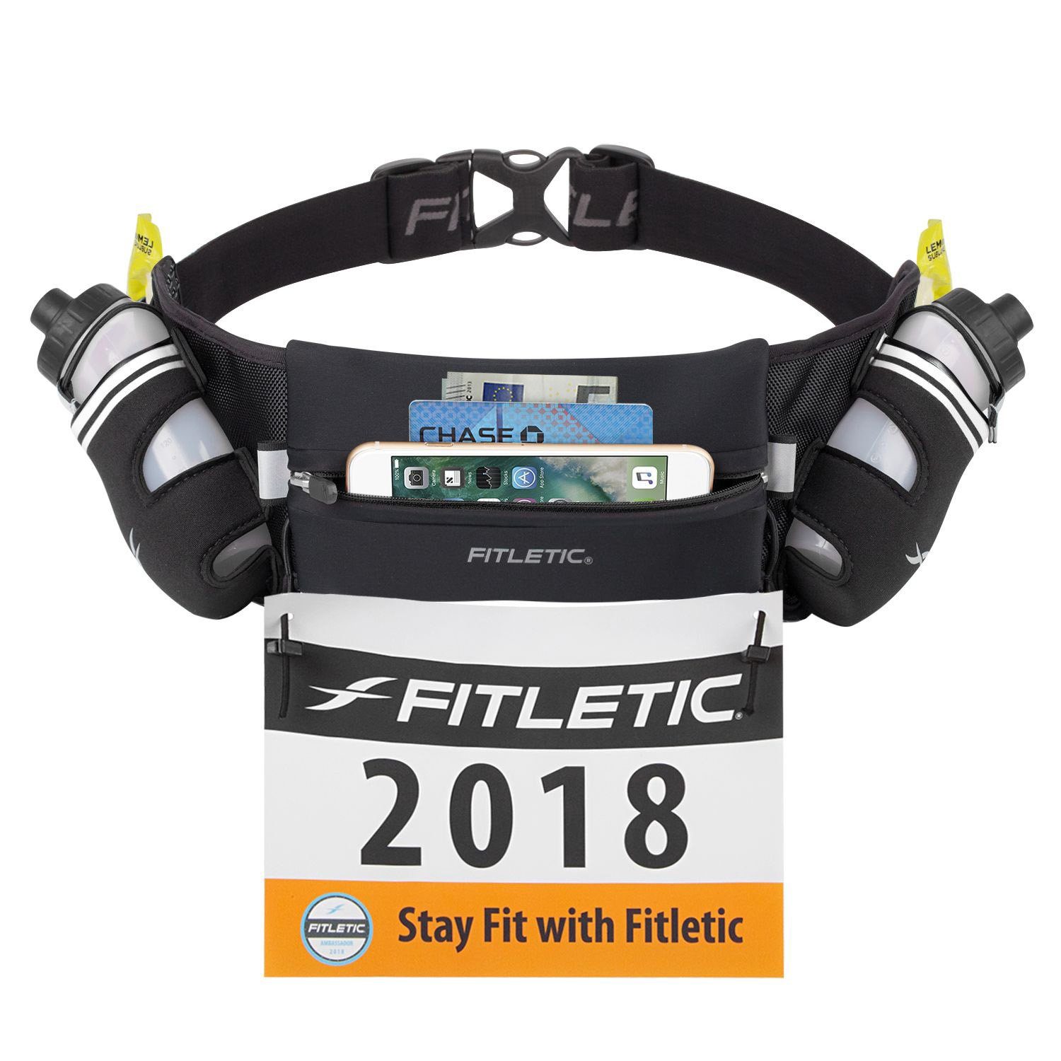 Fitletic Trinkgürtel schwarz - FITLETIC Hydra Gürtel-Trainingsgürtel Trinkflaschengürtel 16-Marathon