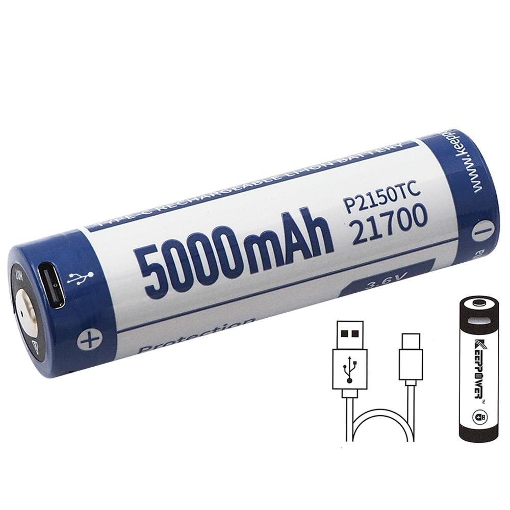 21700 Li-Ion Akku 3,7V 5000mAh mit USB Akku