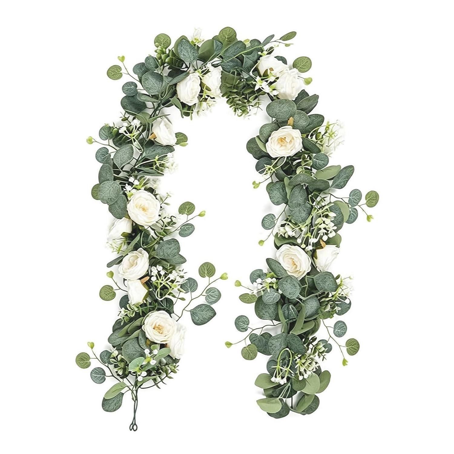 Kunstgirlande Girlande Künstlich 1.8m Grün 2er Set Rose, LuxusKollektion, Höhe 5 cm