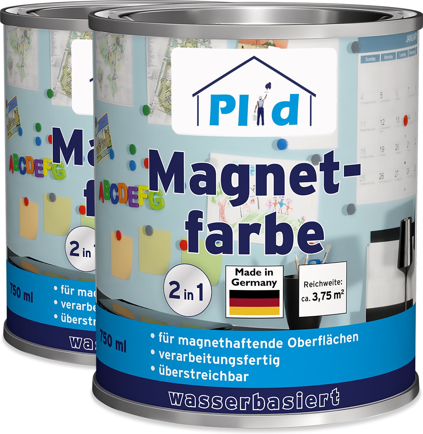 plid Magnetfarbe Premium Magnetfarbe Magnet Magnetlack Magnetwand, Schnelltrocknend, Magnetisch