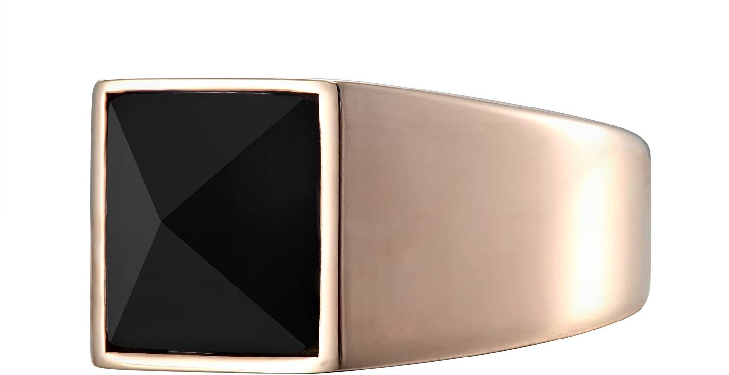 Karisma Fingerring Männer Edelstahl 316L Roségold Herrenring - Schwarzer St günstig online kaufen