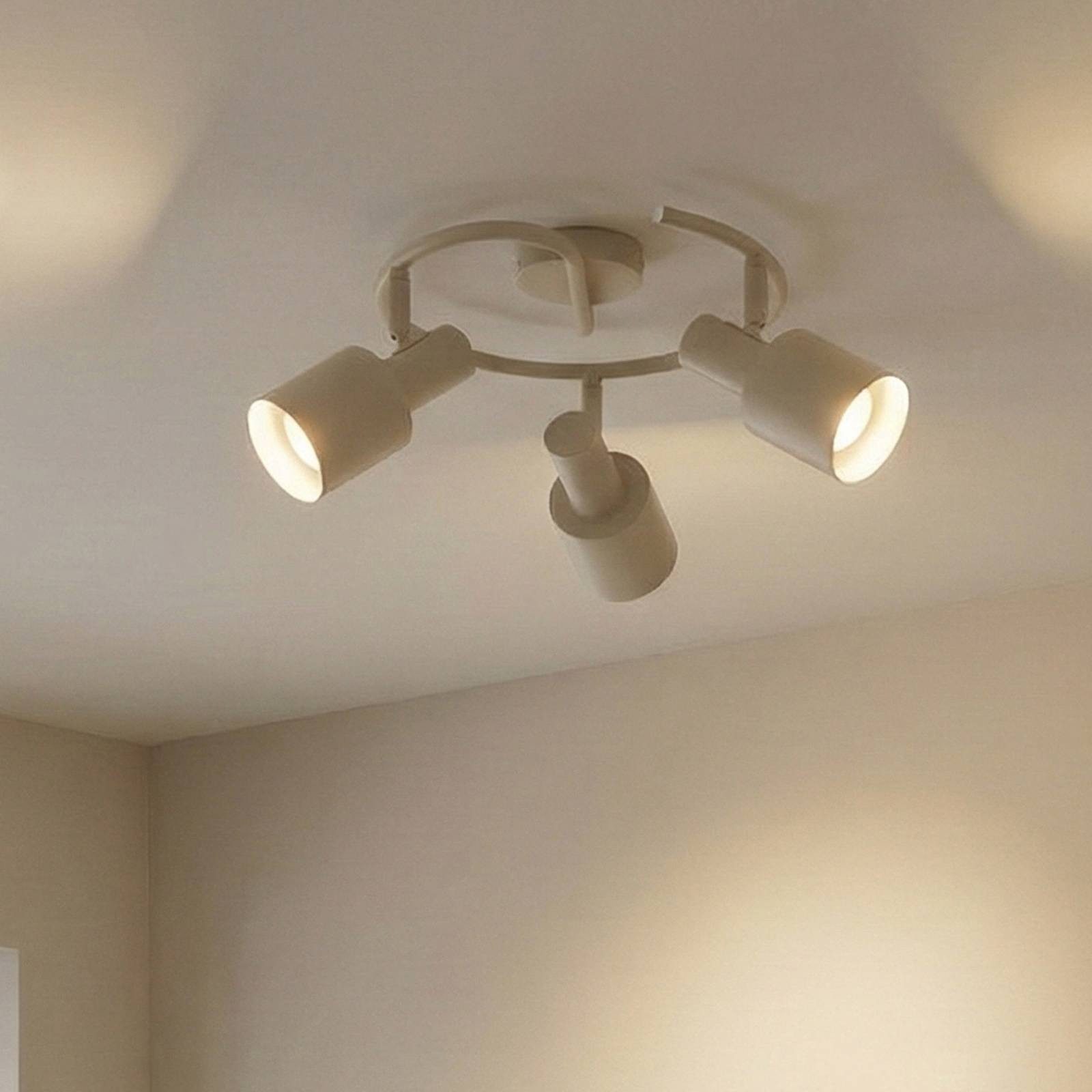 Lindby Deckenstrahler Ovelia, Metall, Creme IP20, 3 x 15 W LED günstig online kaufen